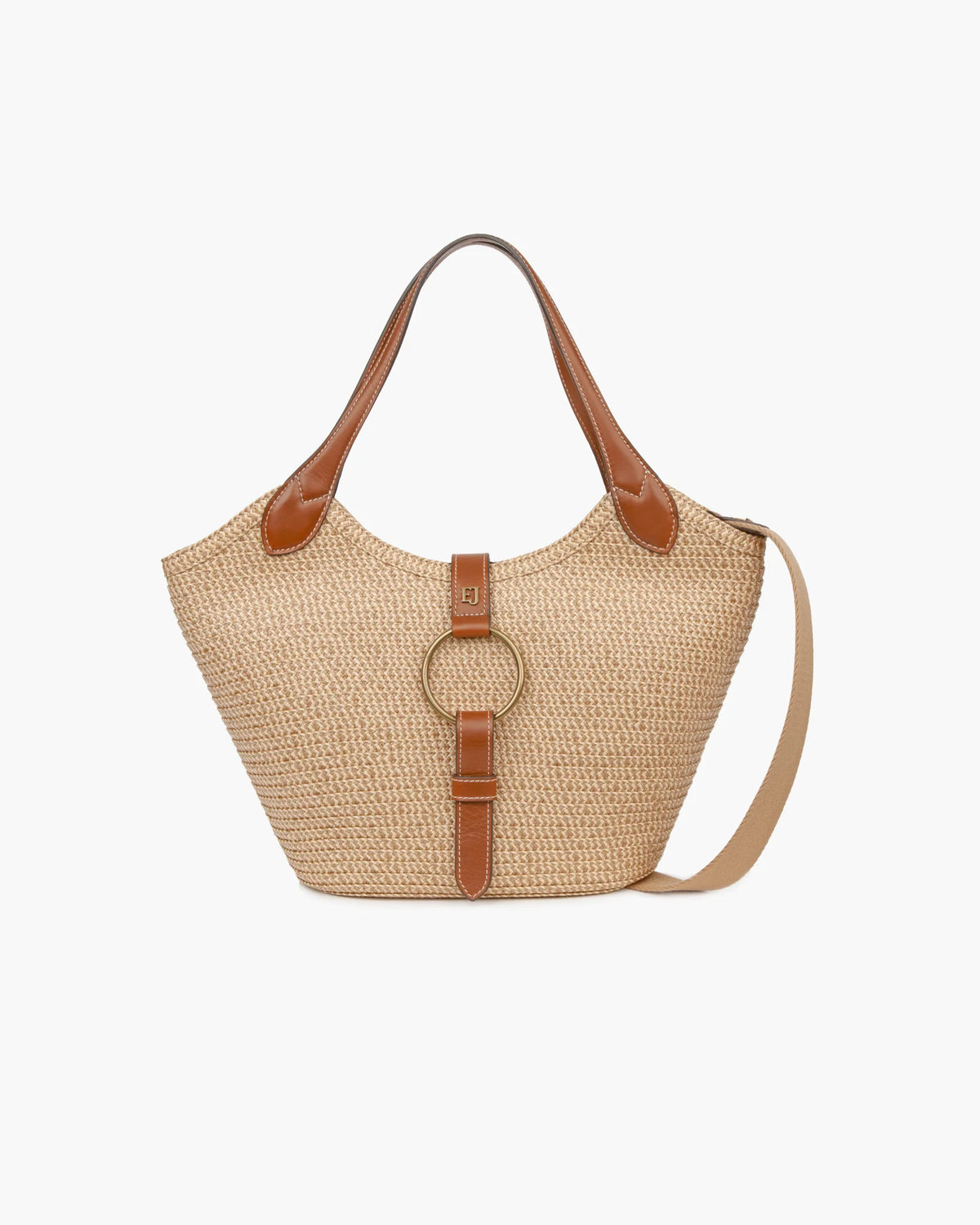 Eric Javits Trek Straw Bag Tote - Peanut