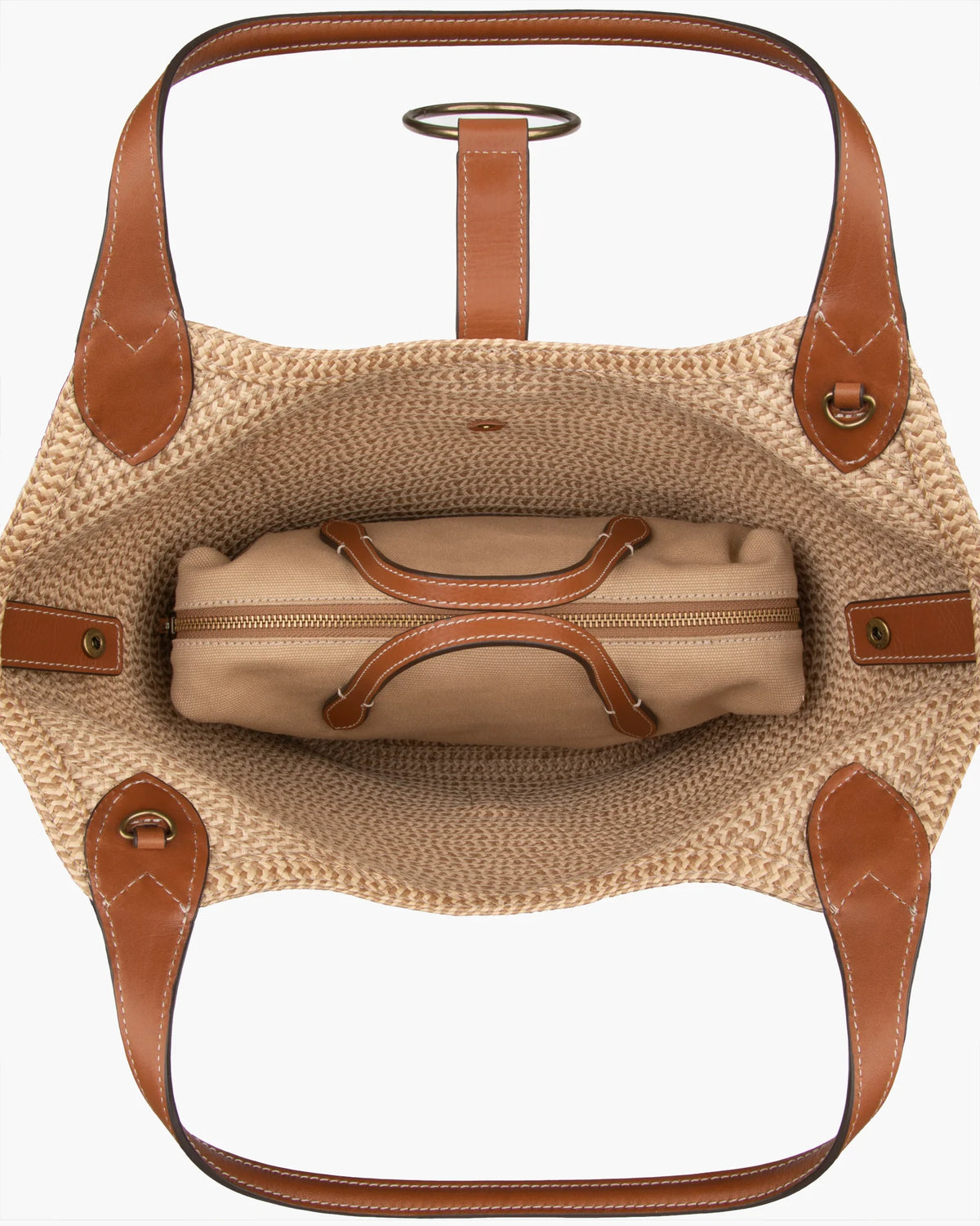 Eric Javits Trek Straw Bag Tote - Peanut