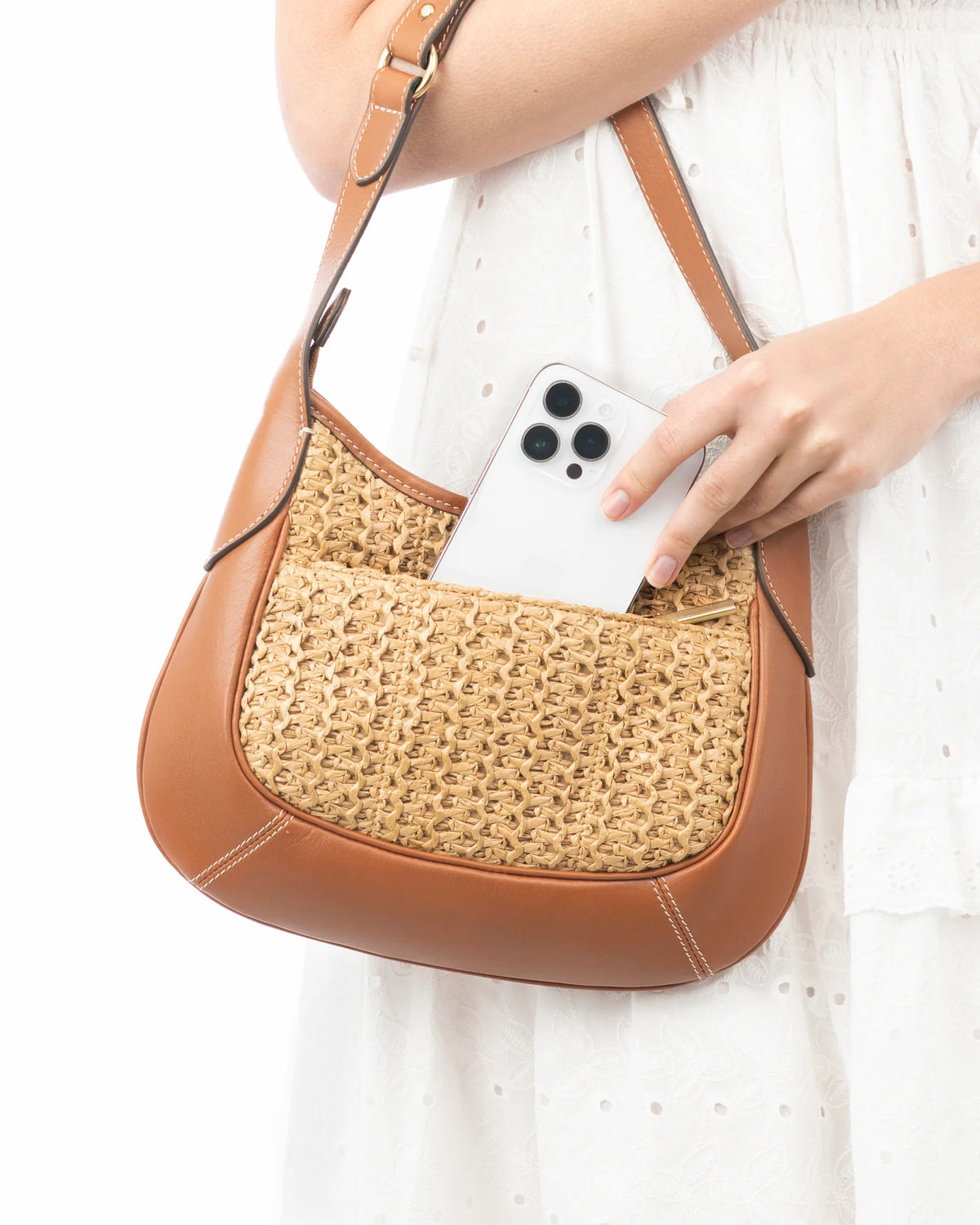 Eric Javits Lil Isle Raffia Crossbody Bag - Natural