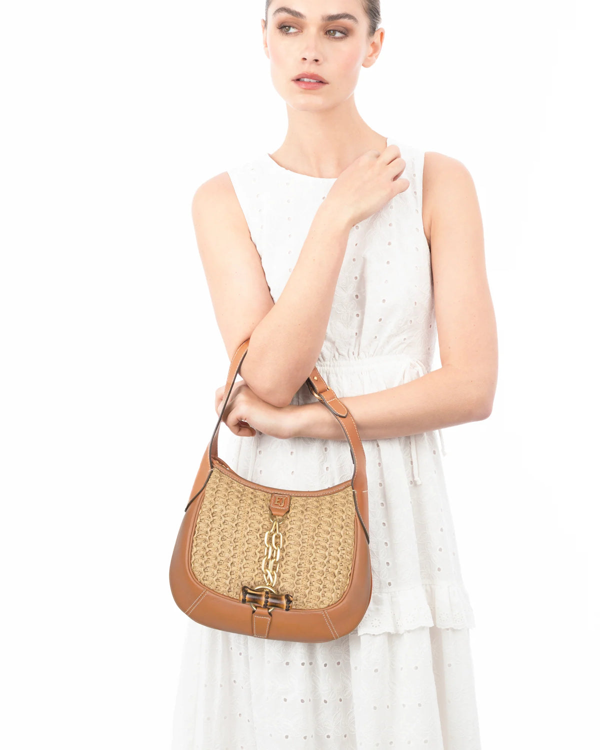 Eric Javits Lil Isle Raffia Crossbody Bag - Natural