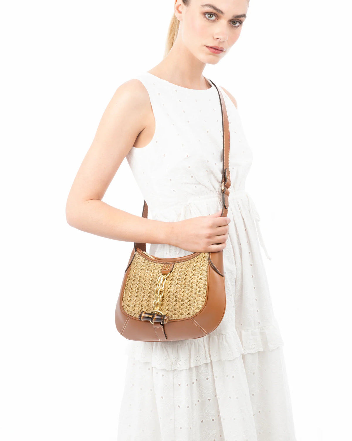 Eric Javits Lil Isle Raffia Crossbody Bag - Natural