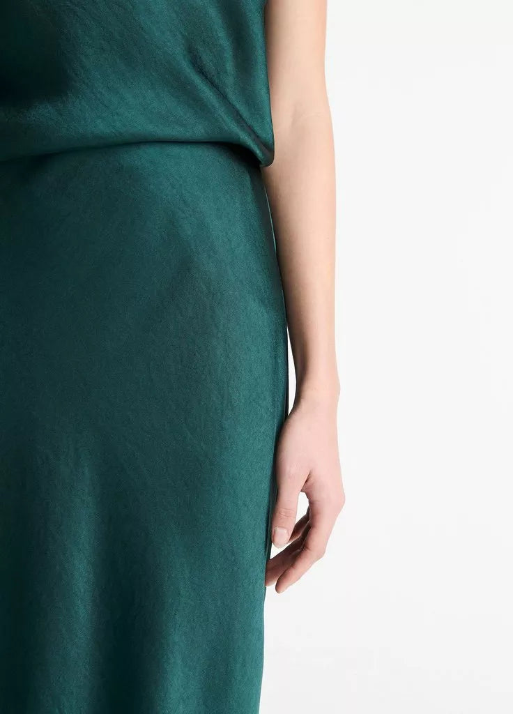 Satin Bias Skirt - Juniper