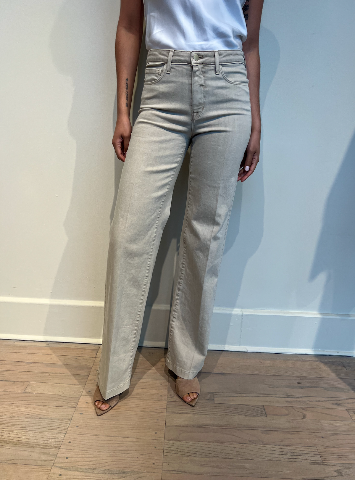 Clayton H/R Wide Leg - Biscuit
