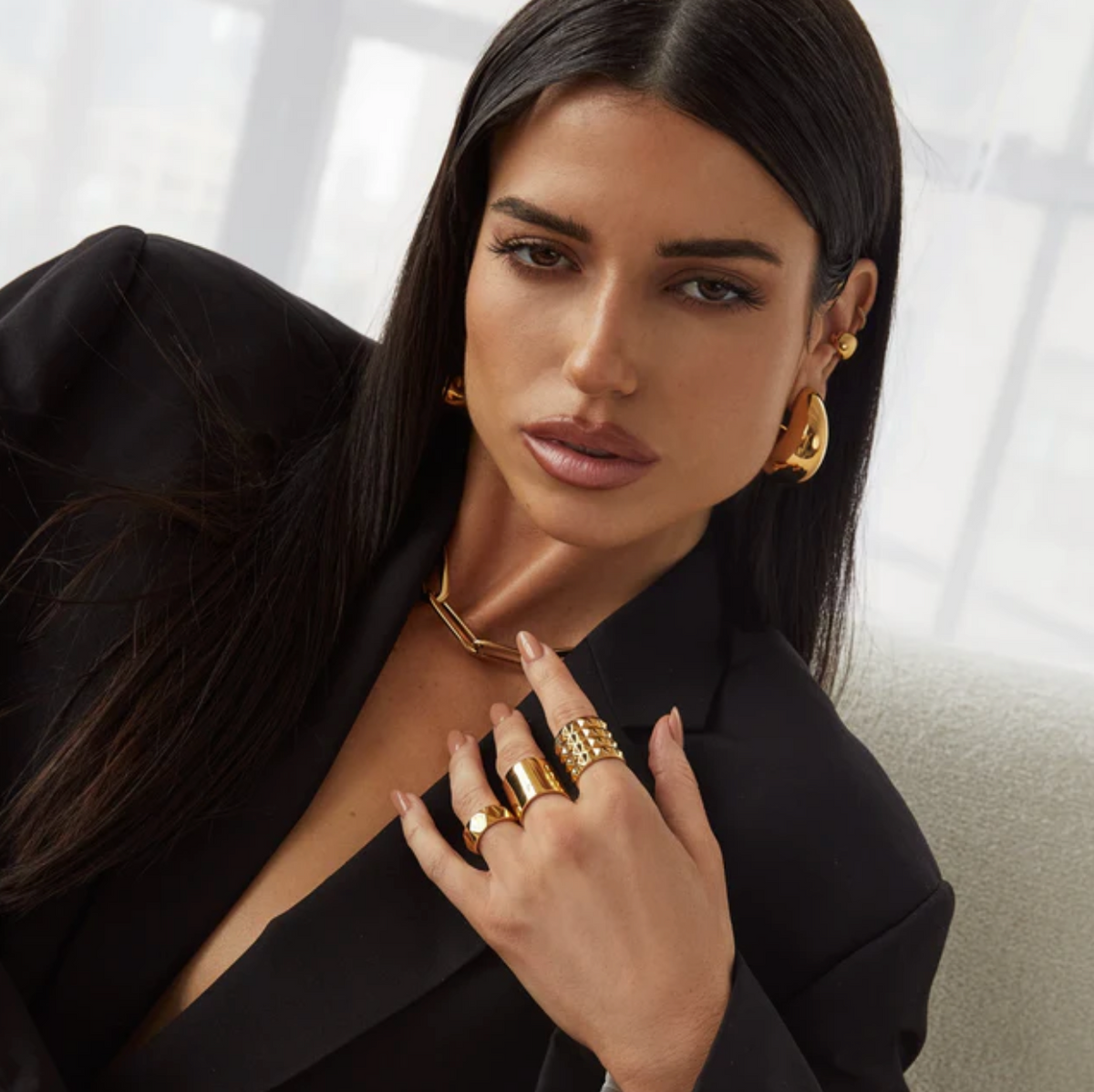 Erin Fader Jewelry Pyramid Cigar Band Ring - Gold