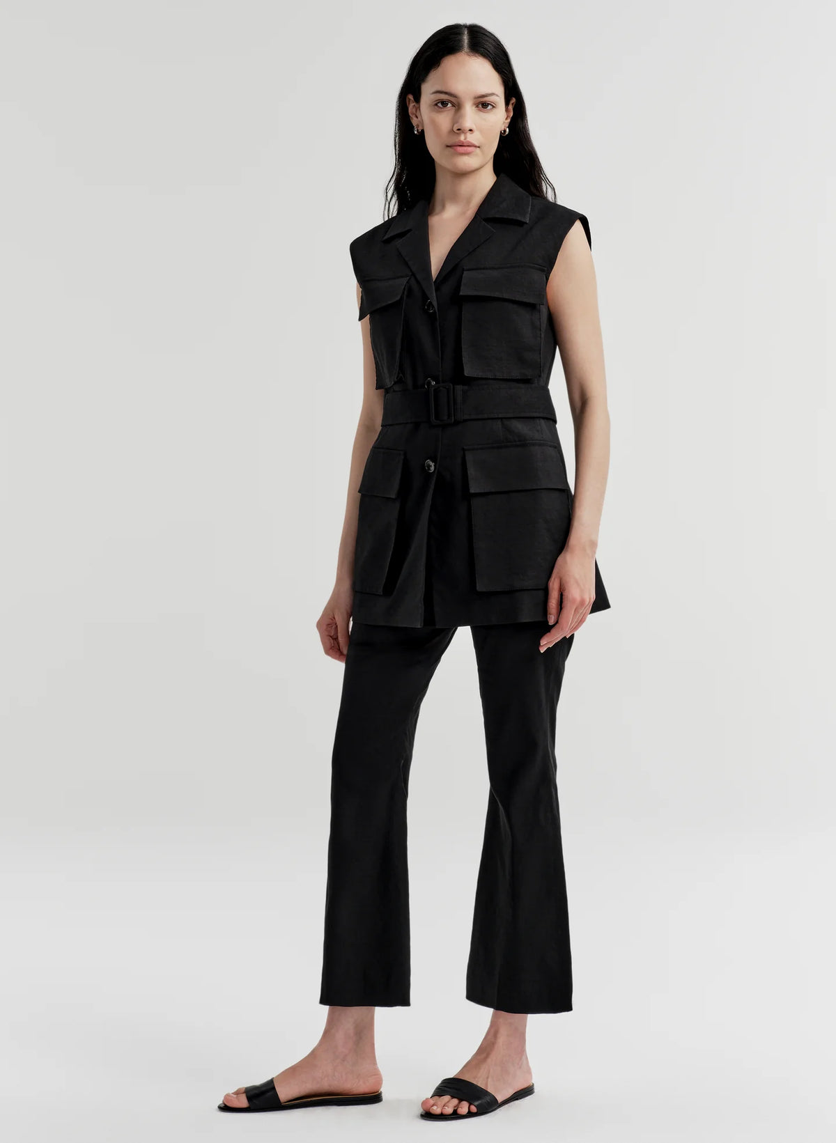 ALC Cameron Linen Vest - Black