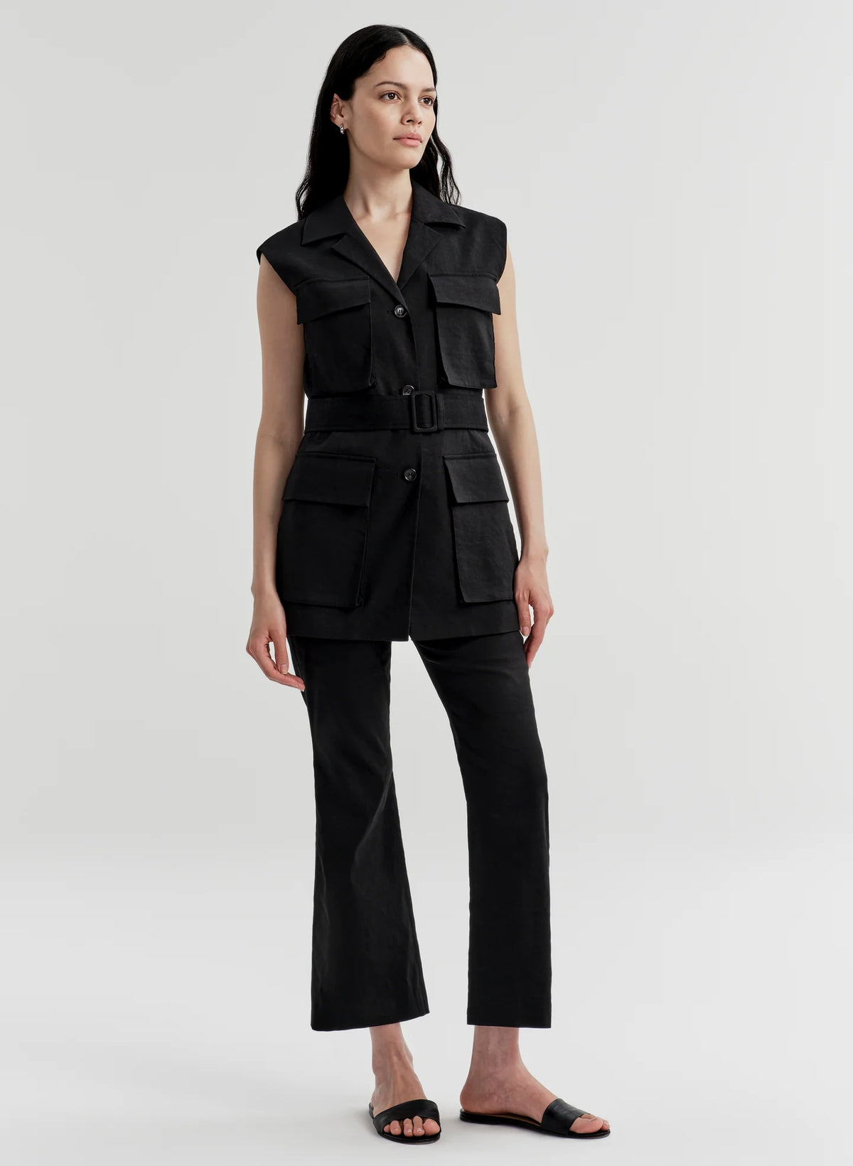 ALC Cameron Linen Vest - Black