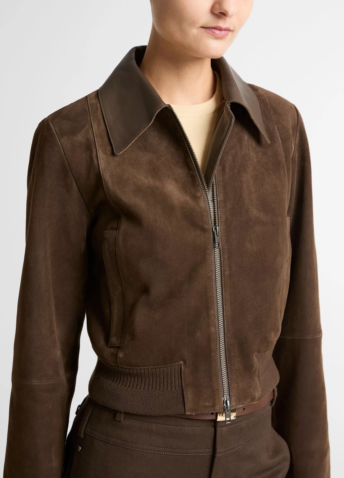 Vince Suede Shrunken Bomber