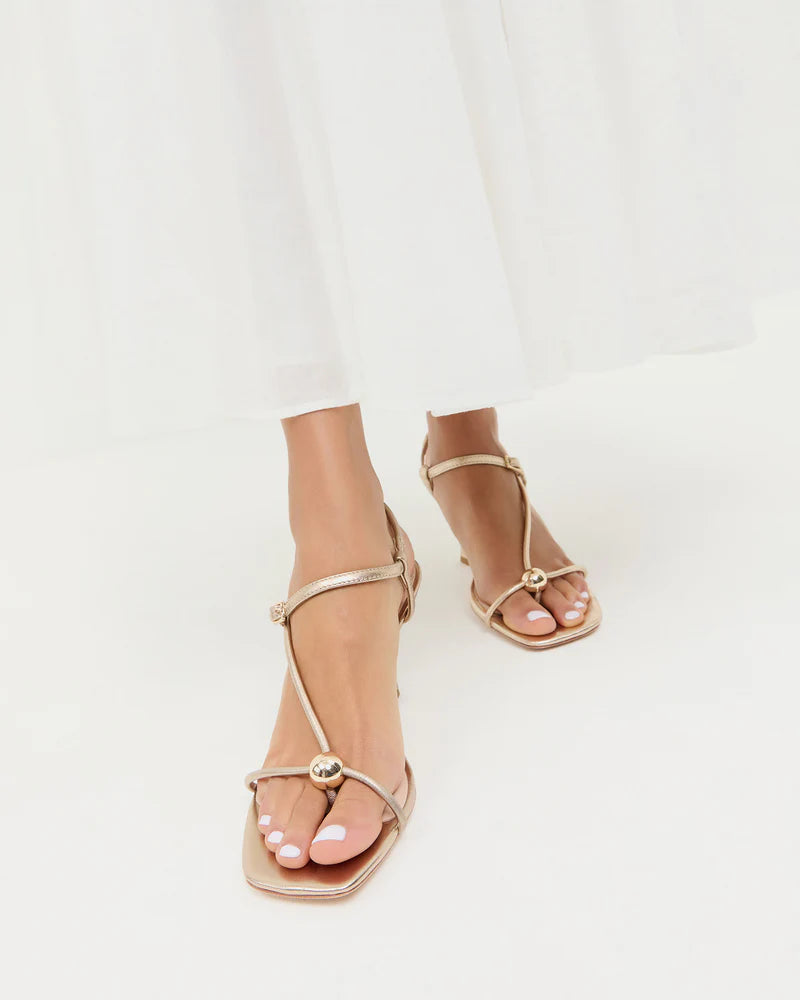 Loeffler Randall Triana Strappy Mid-Heel Sandal - Champagne