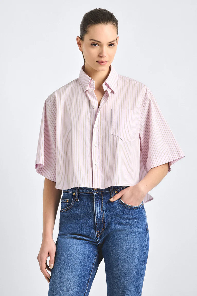 Derek Lam Ember Cropped Button Down Shirt