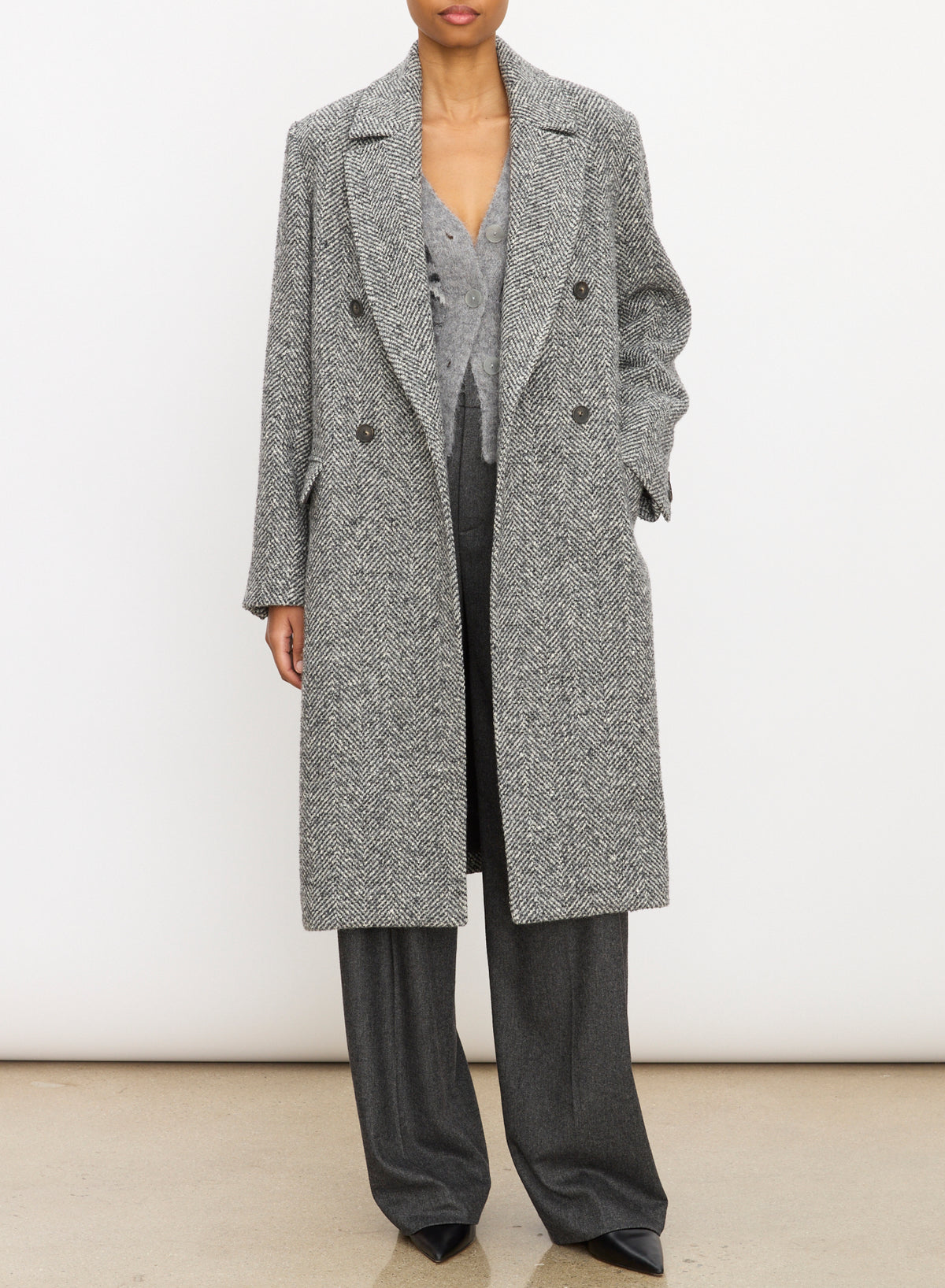 Herringbone Double Breasted Coat