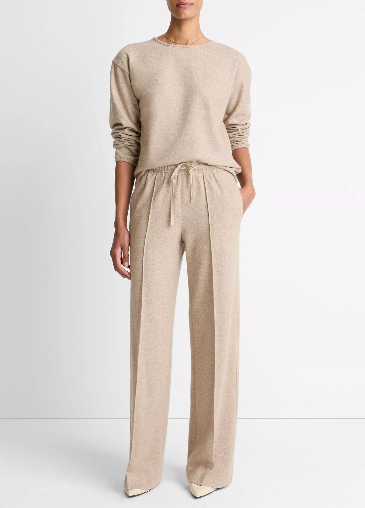 Mid Rise Tailored Knit Wide Leg