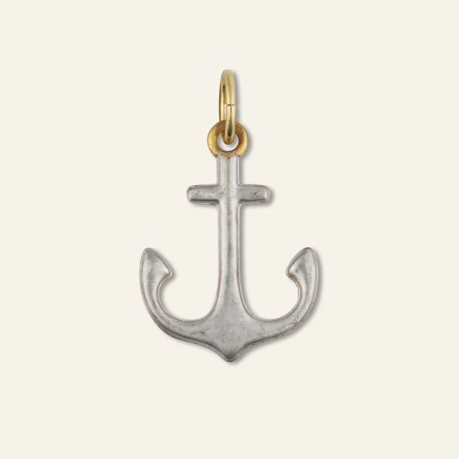 Silver Lurex Necklace Cord & 2Tone Anchor Charm