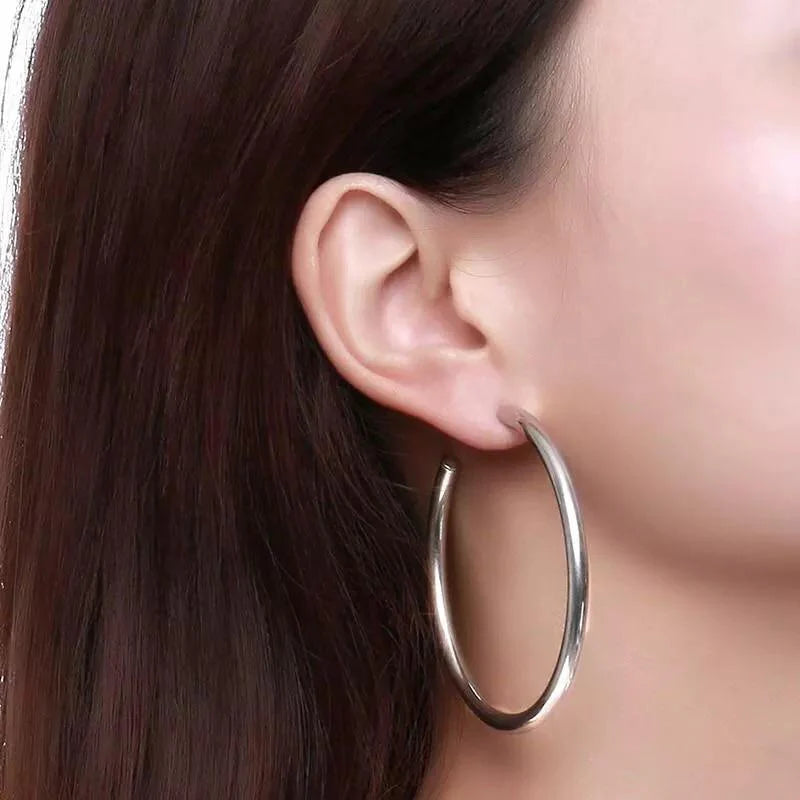 Clara Hoop 1.4 Inches -Silver