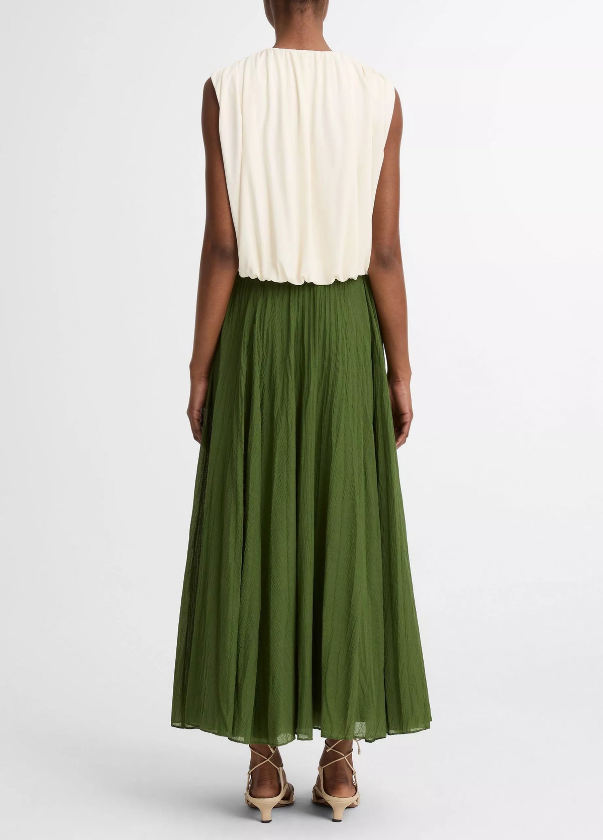 Vince Crinkled Plissé Cotton-Blend Maxi Skirt
