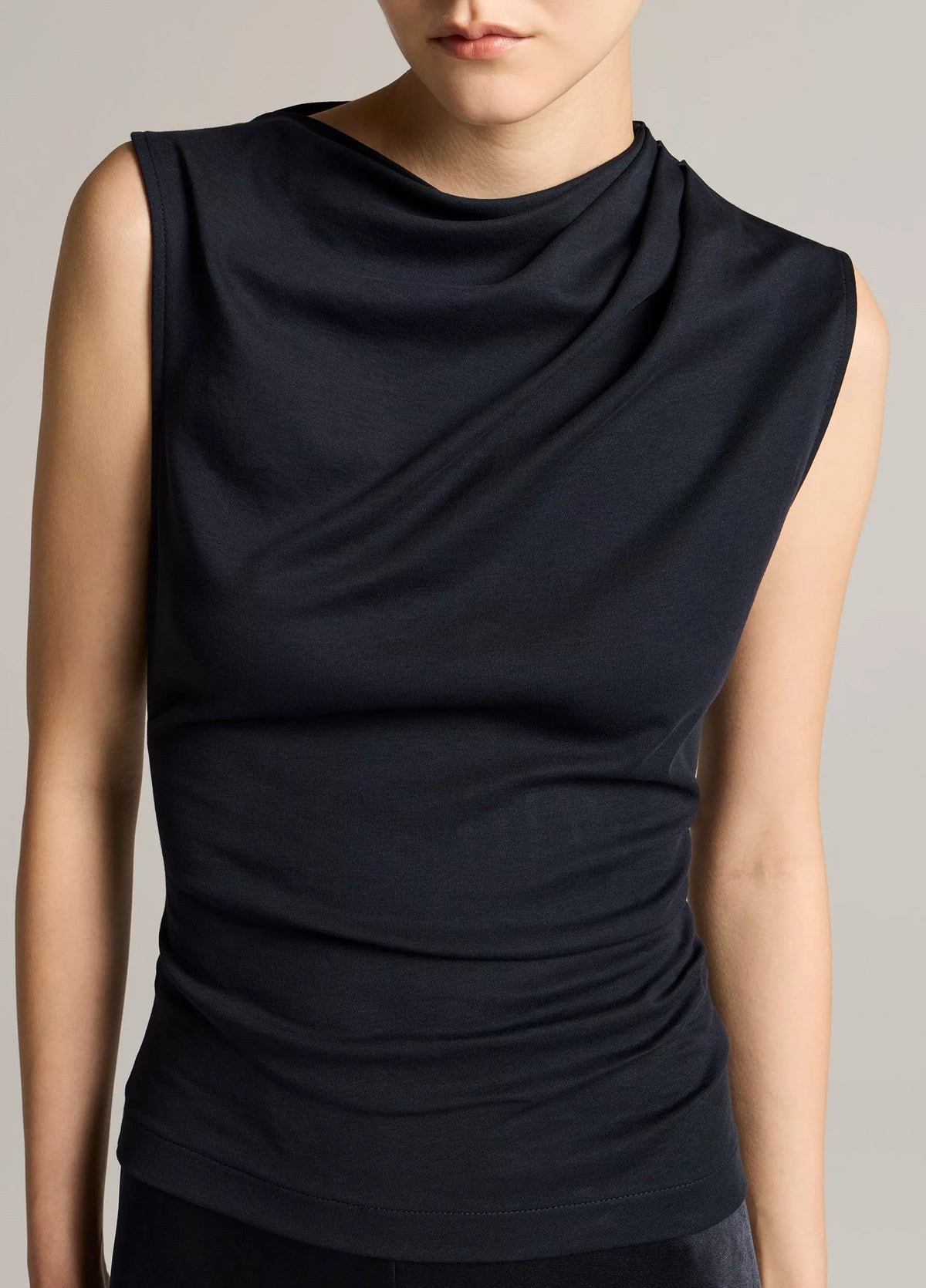 Vince Pima Cotton Draped Sleeveless Top