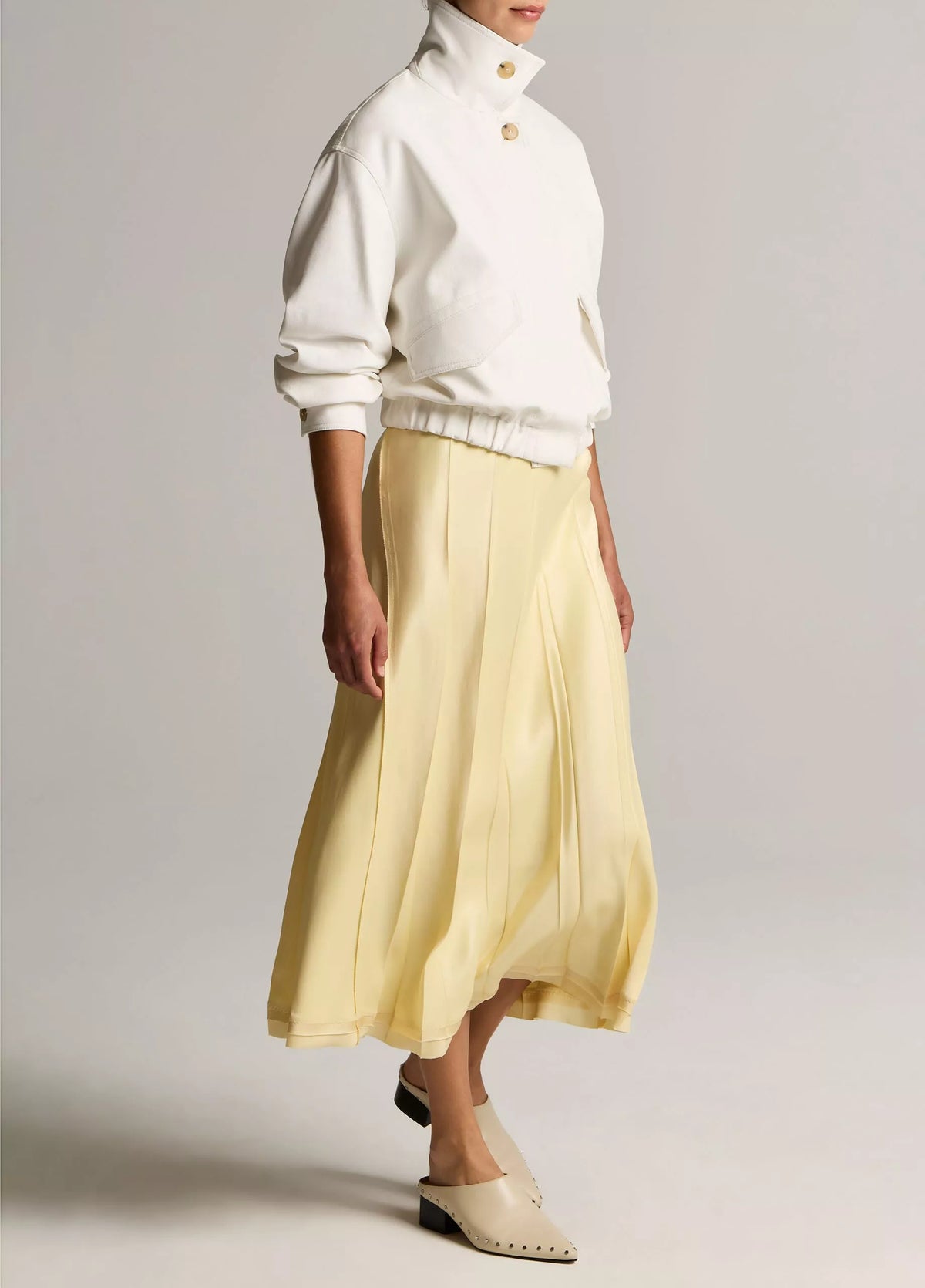 Vince Raw-Edge Satin Skirt- Sun Petal
