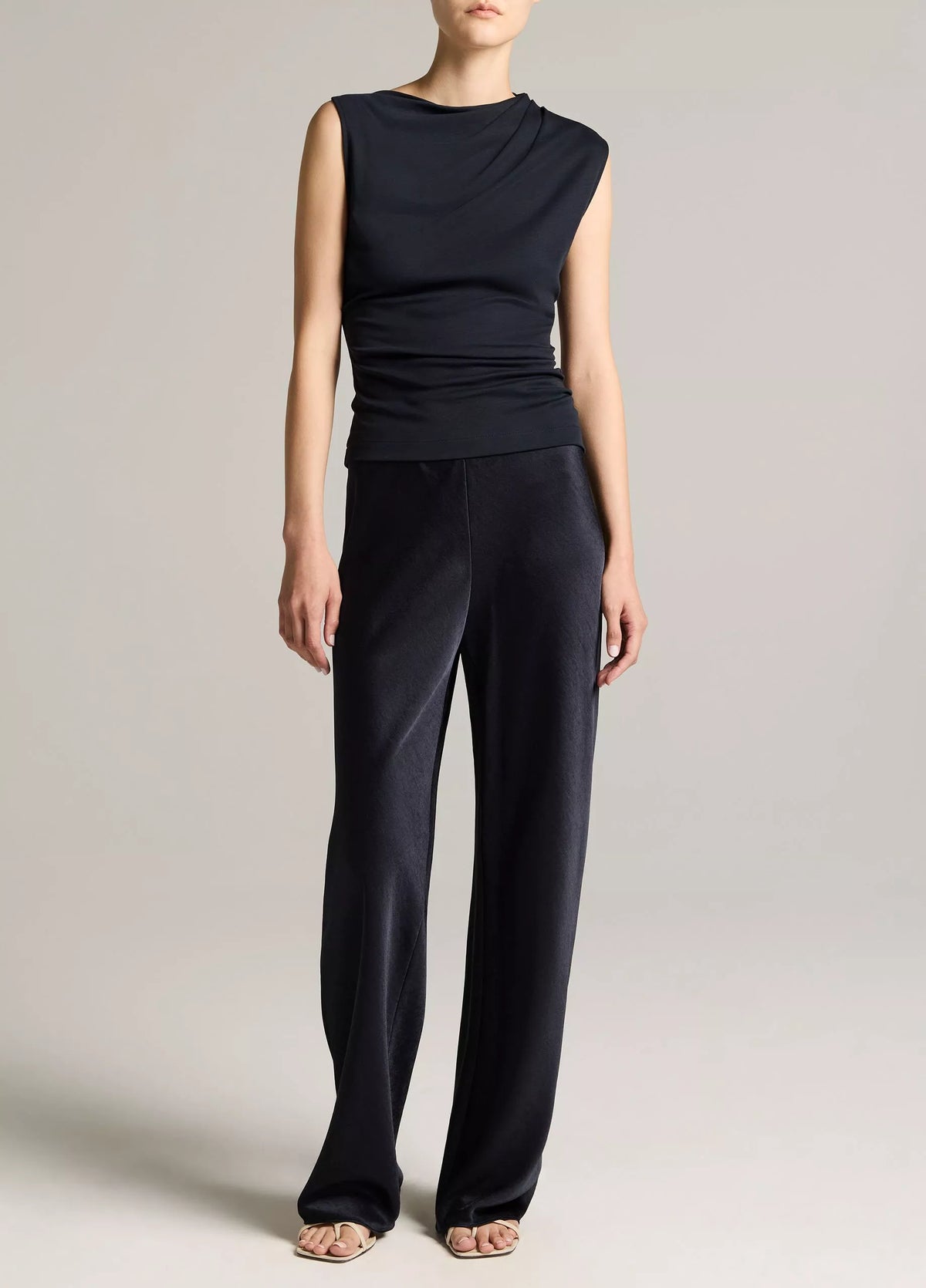 Vince Pima Cotton Draped Sleeveless Top