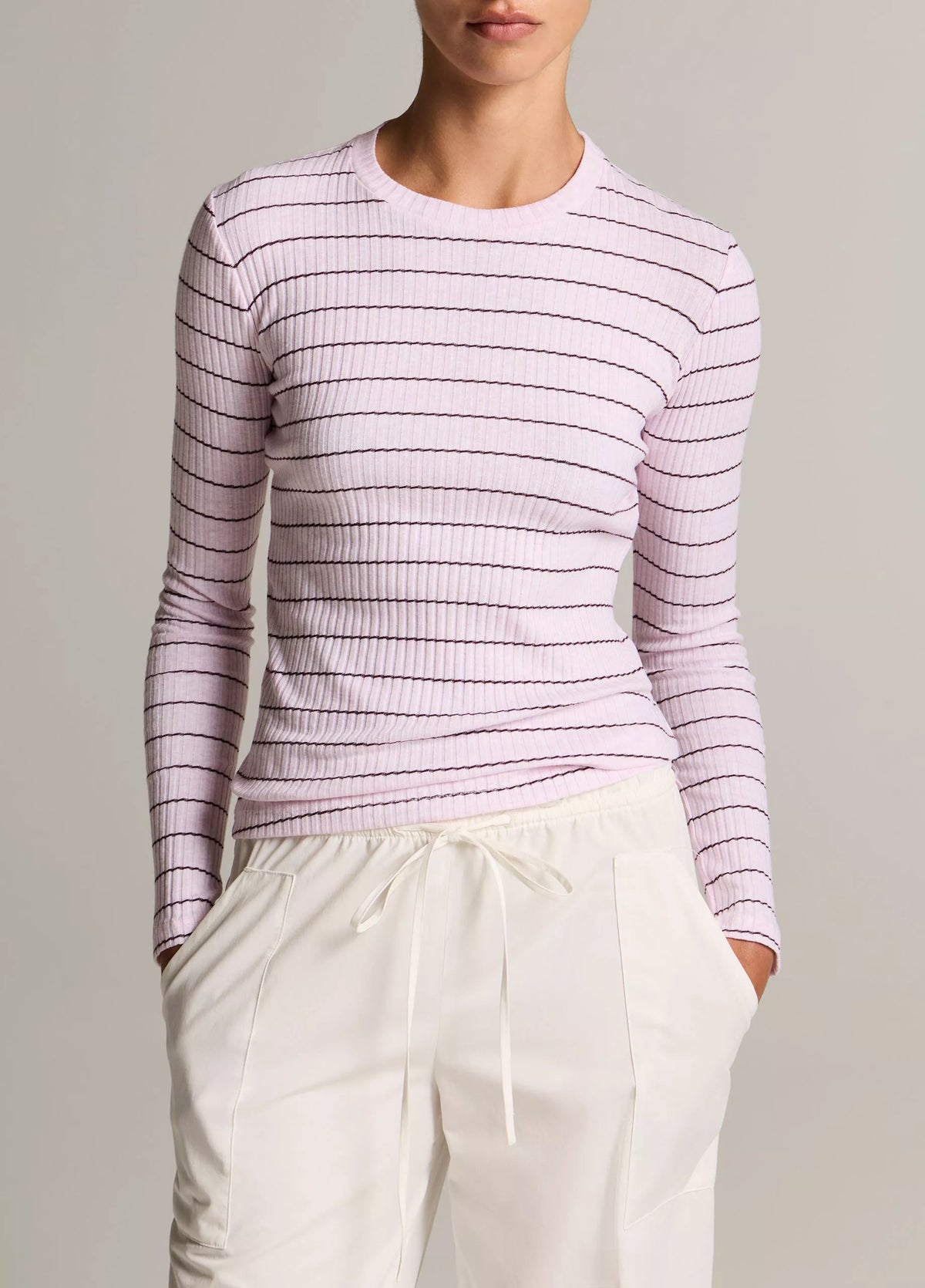 Vince Rib Stripe Crew