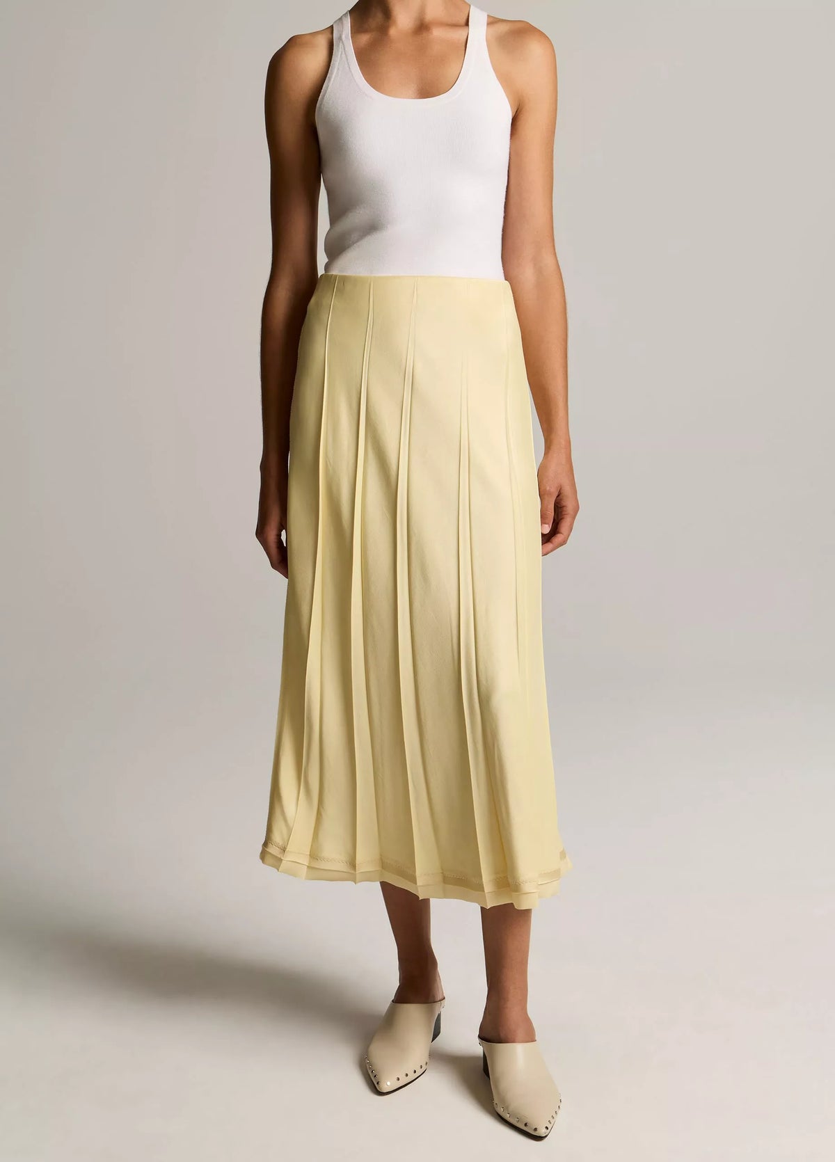 Vince Raw-Edge Satin Skirt- Sun Petal