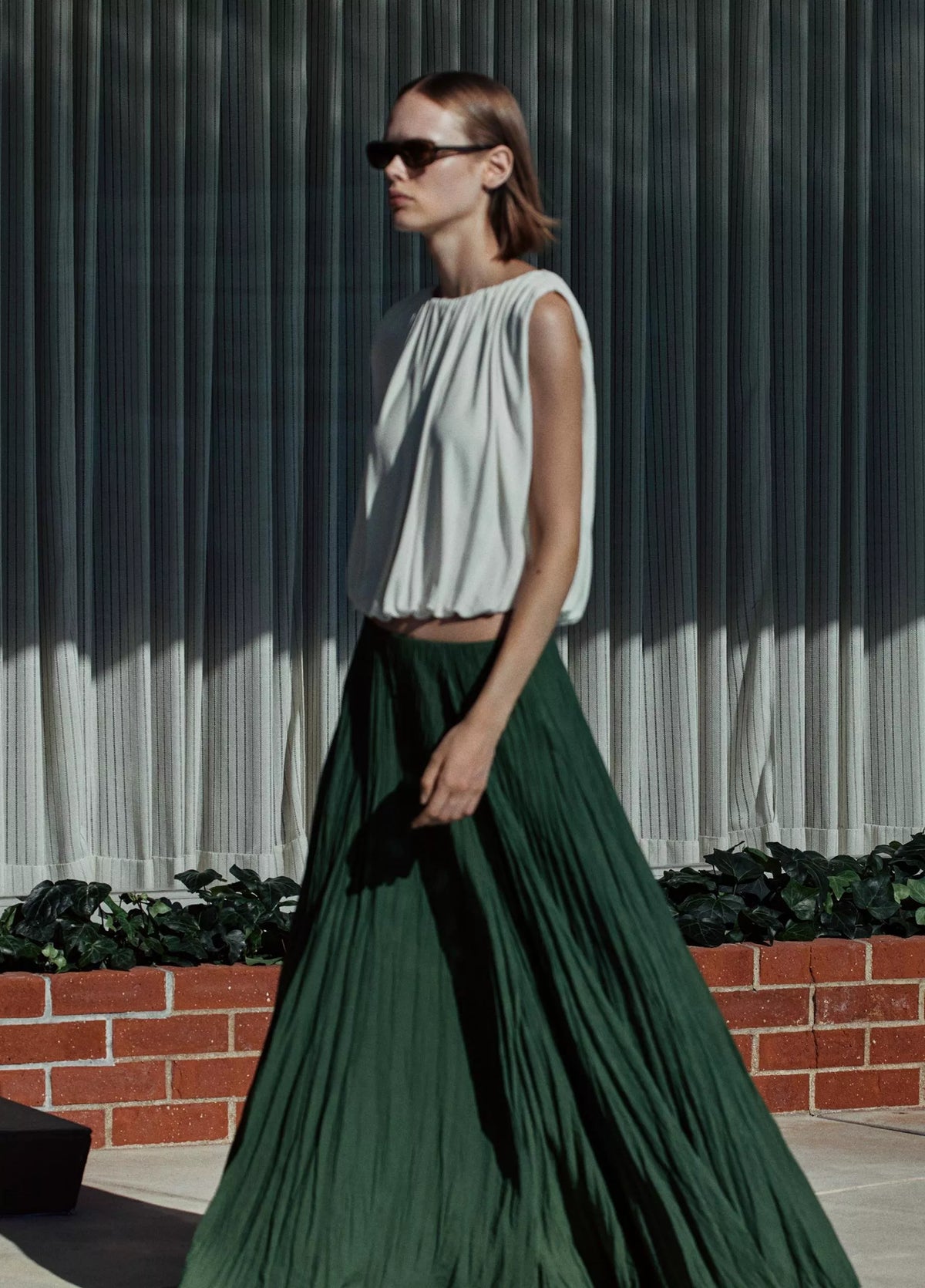 Vince Matte Jersey Bubble Top - Porcelain