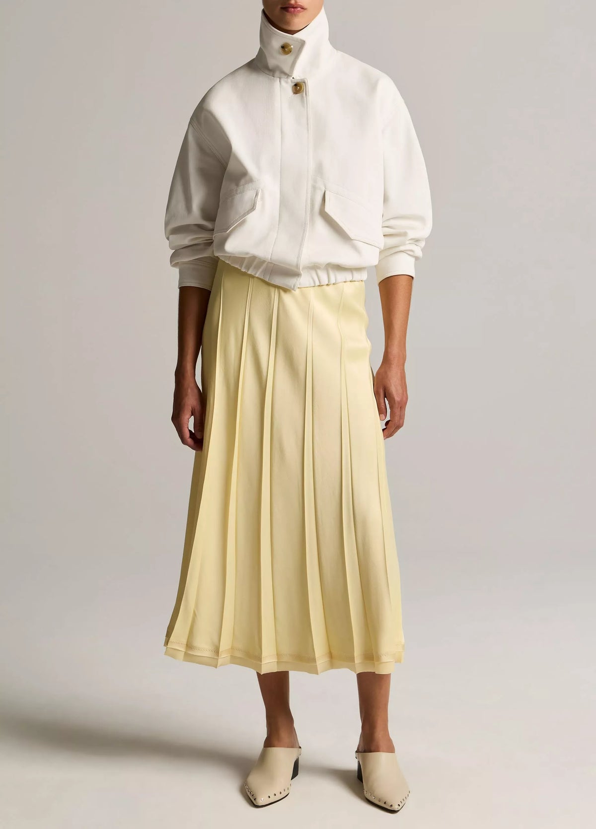 Vince Raw-Edge Satin Skirt- Sun Petal