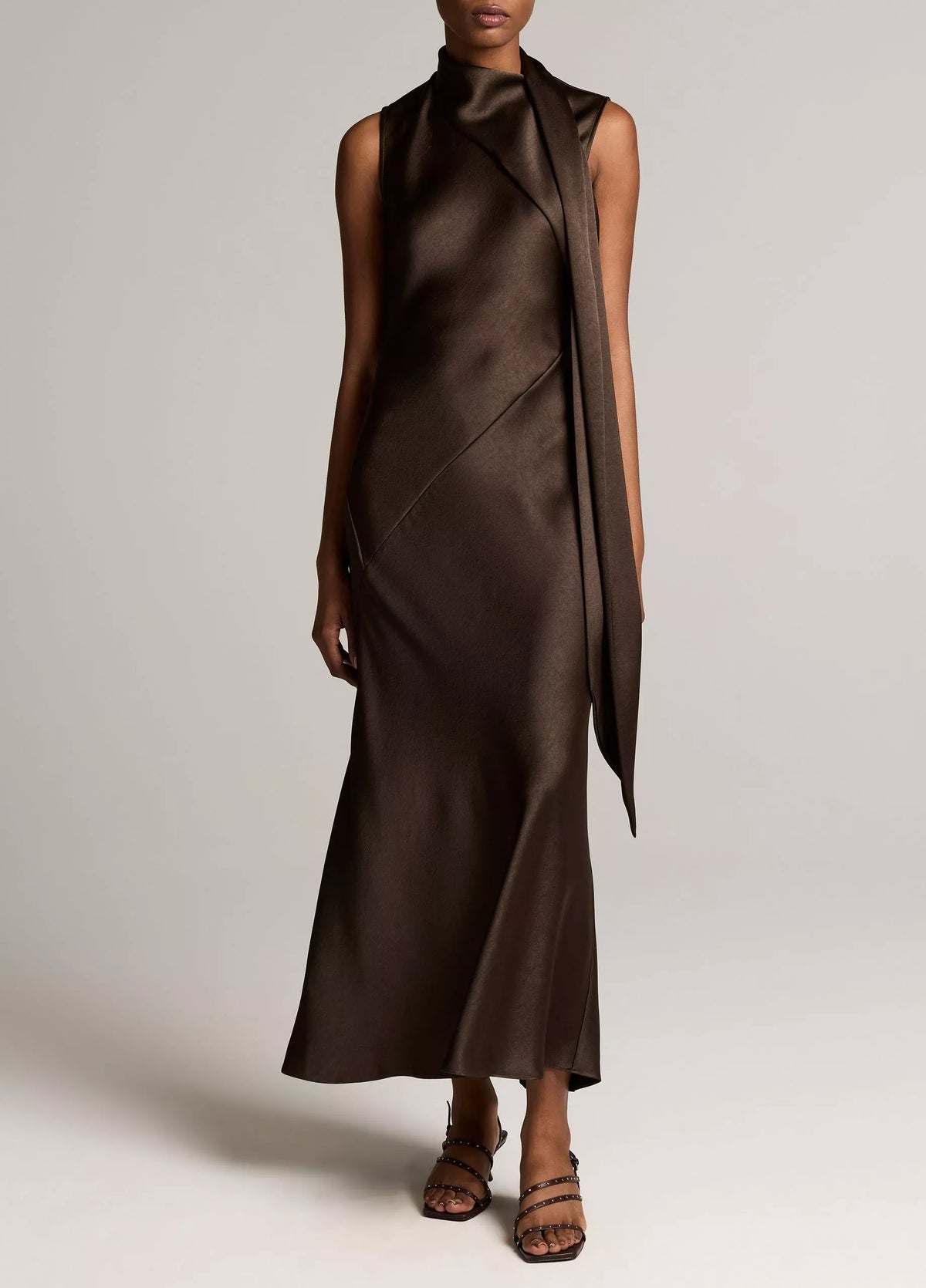 Vince Draped Scarf Tie Sleeveless Dress