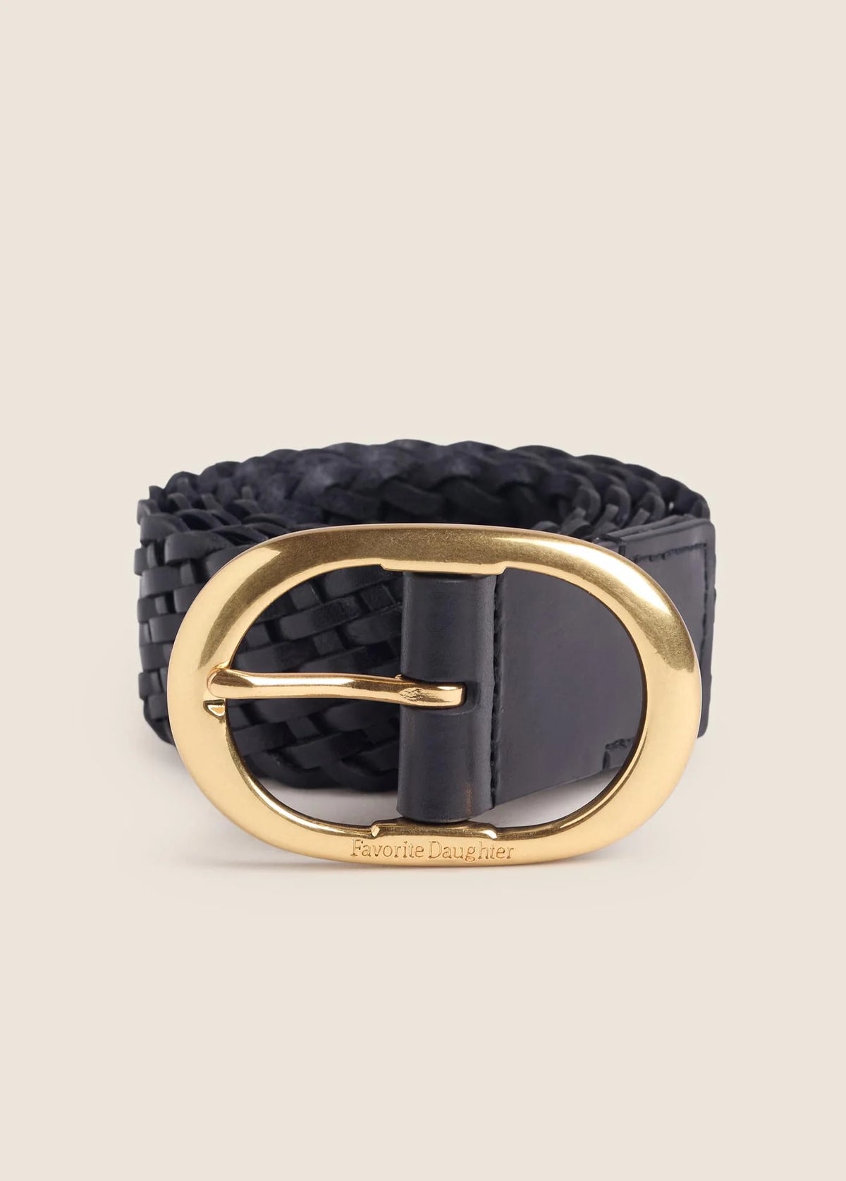 Favorite Daughter The Woven Jean Belt - Black/Antique Brass