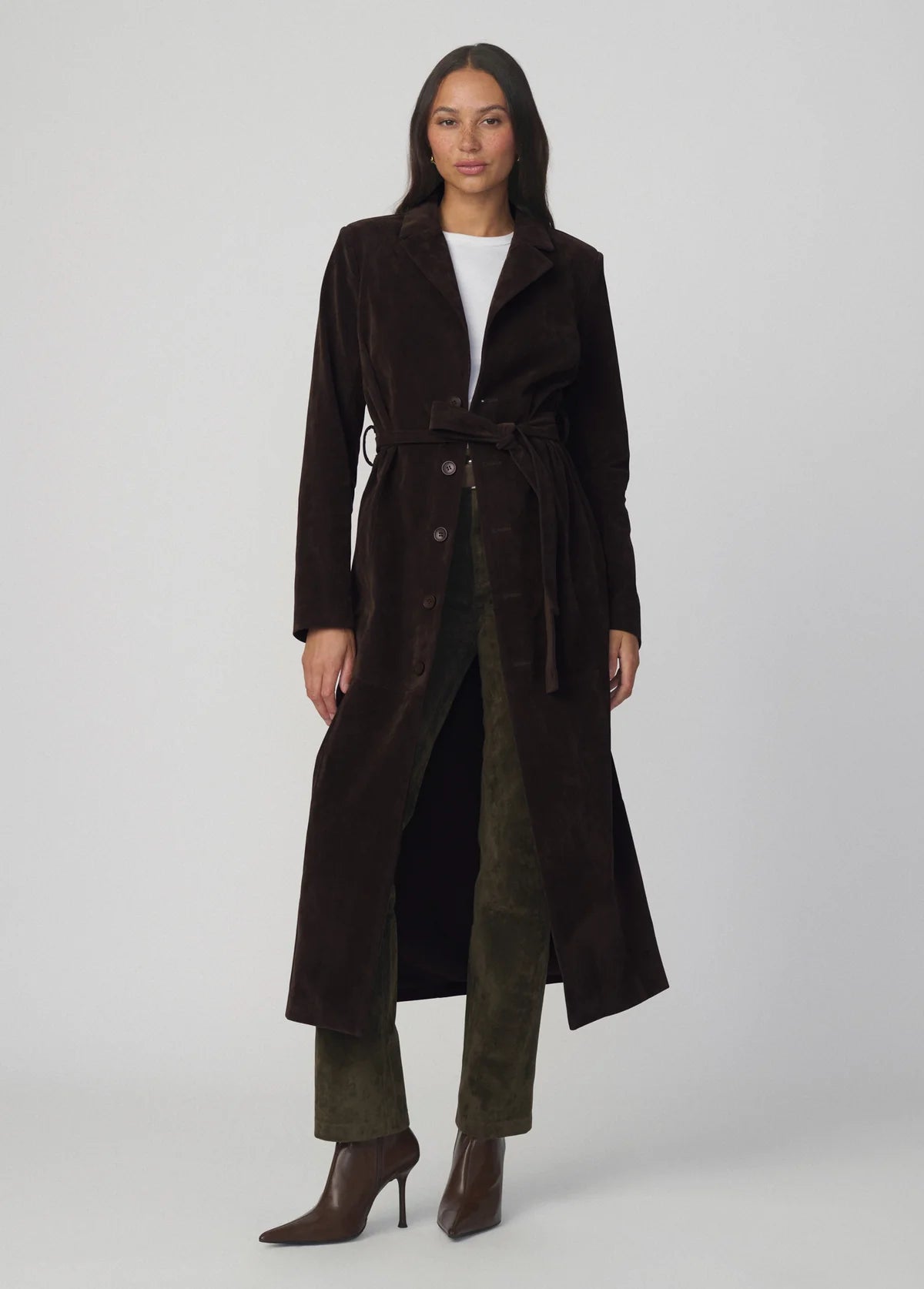 Joe's The Vegan Suede Long Coat - Dark Chocolate