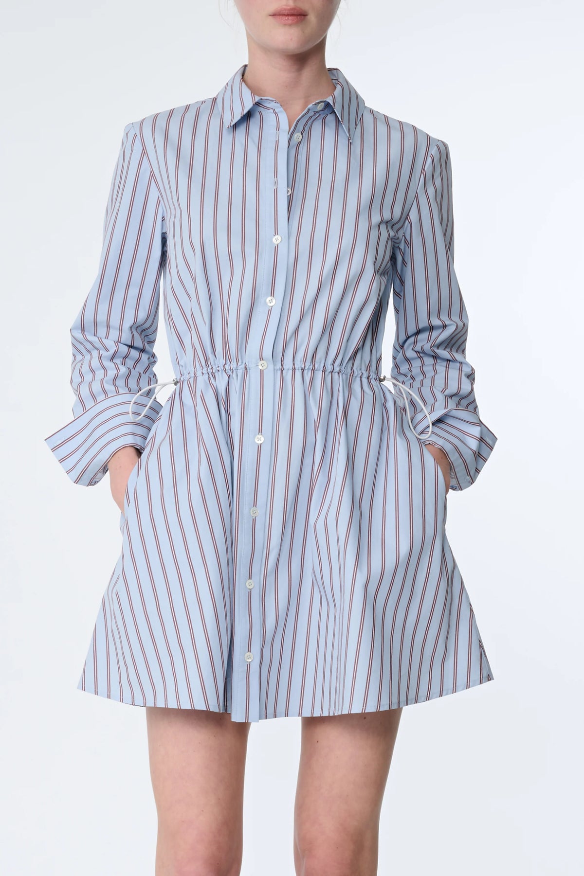 Toccin Kirby Mini Shirt Dress with Drawstring Detail