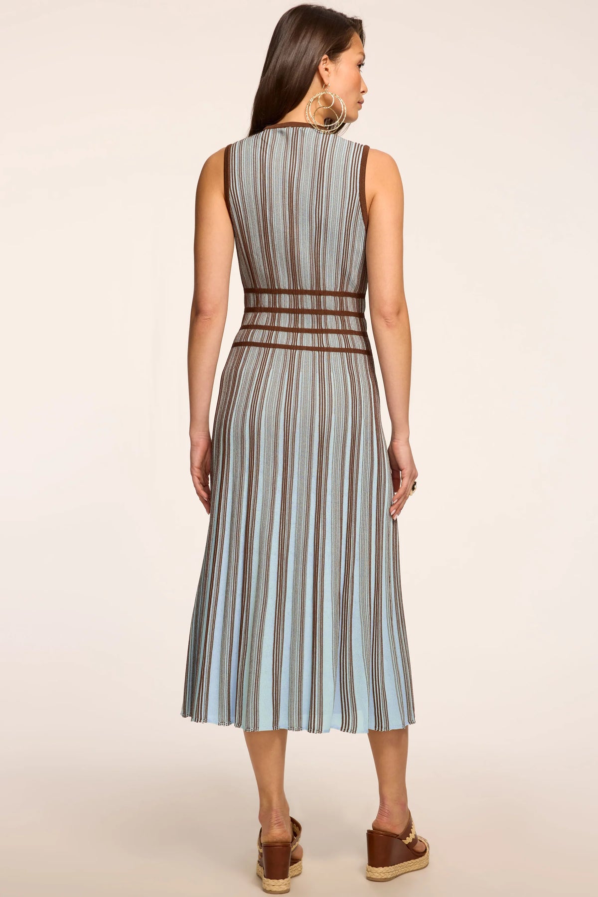 Ramy Brook Arlette Striped Knit Midi Dress - Sepia
