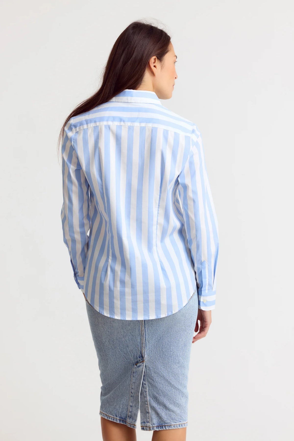 The-Shirt The Boyfriend Shirt Wide Sky Blue/White Stripe