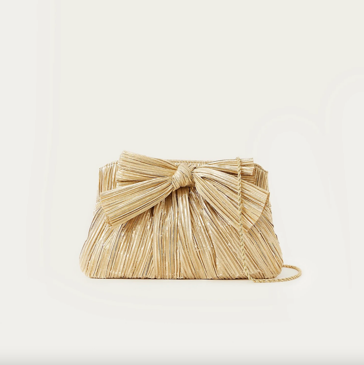Loeffler Randall Rayne Gold Bow Clutch