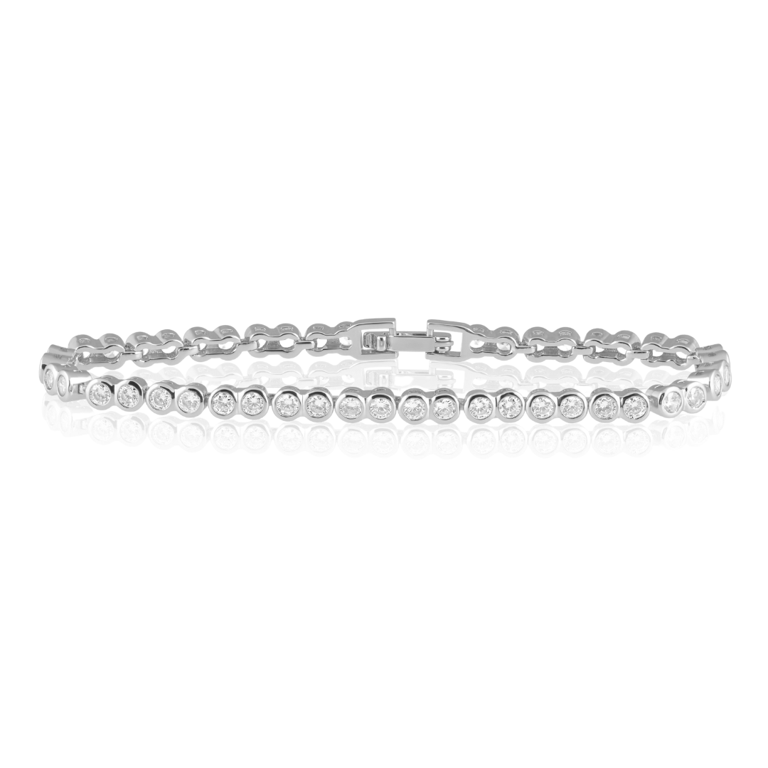 Sahira Bezel Tennis Bracelet: Silver / 6.5"