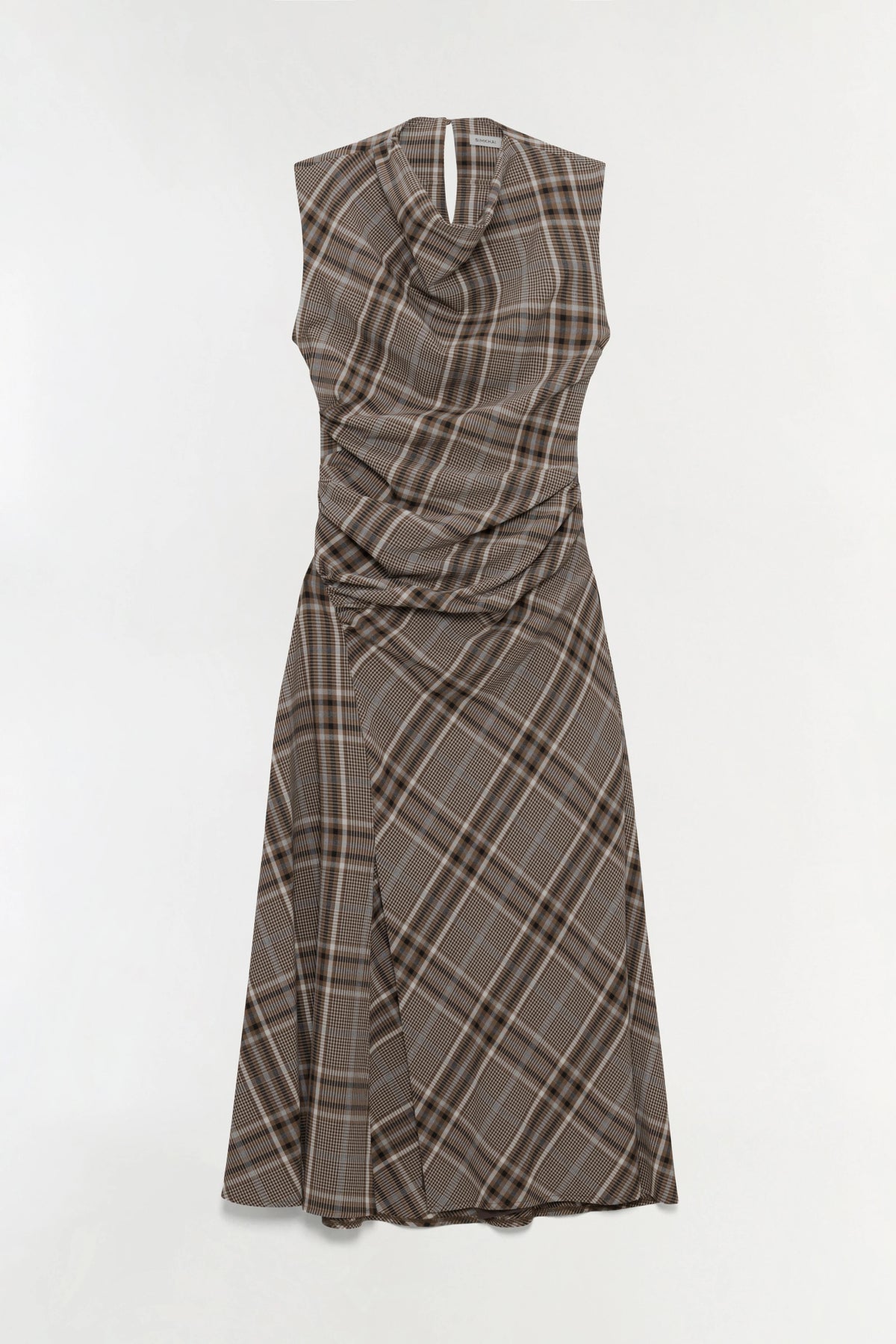 Simkhai Burke Draped Midi Dress - Otter Plaid