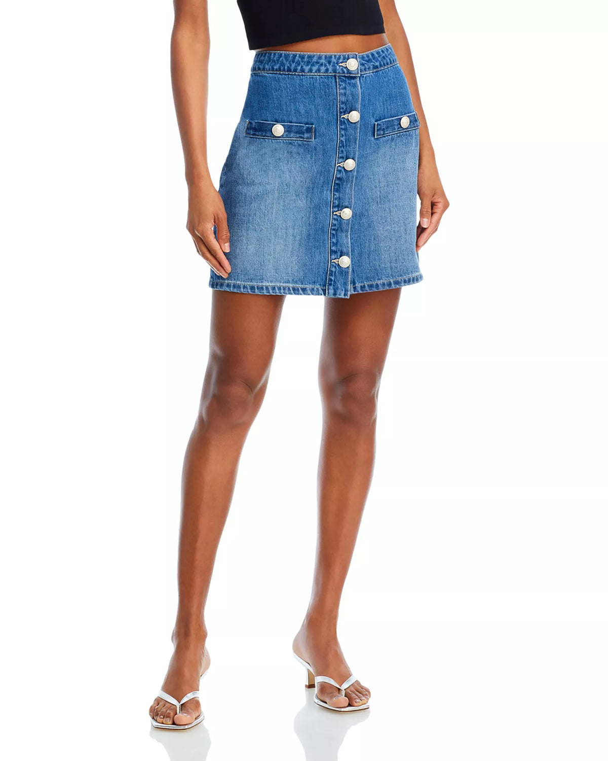 Kris Button Front Mini Skirt