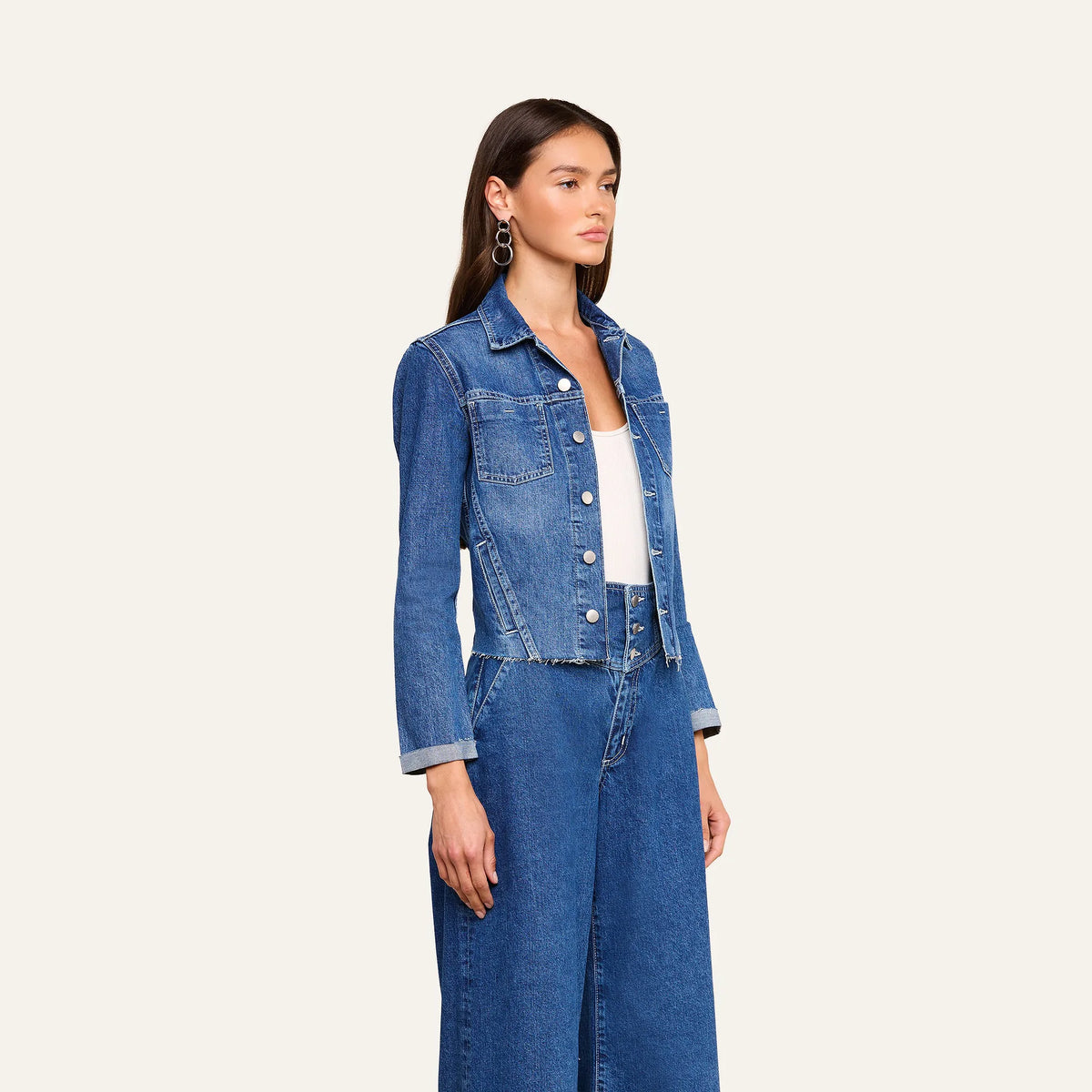 L'Agence Janelle Slim Raw Jacket - Atlantis