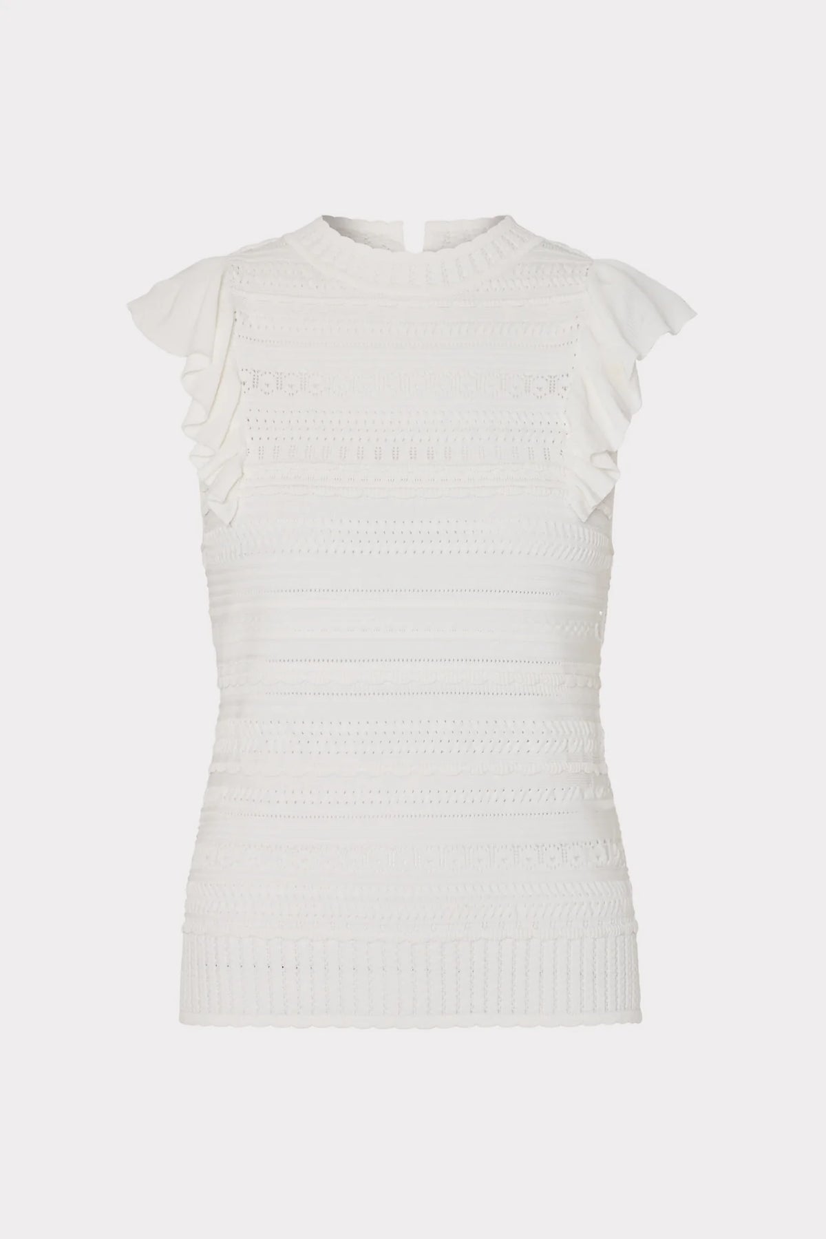 Pointelle Flutter Sleeve Top - Ecru