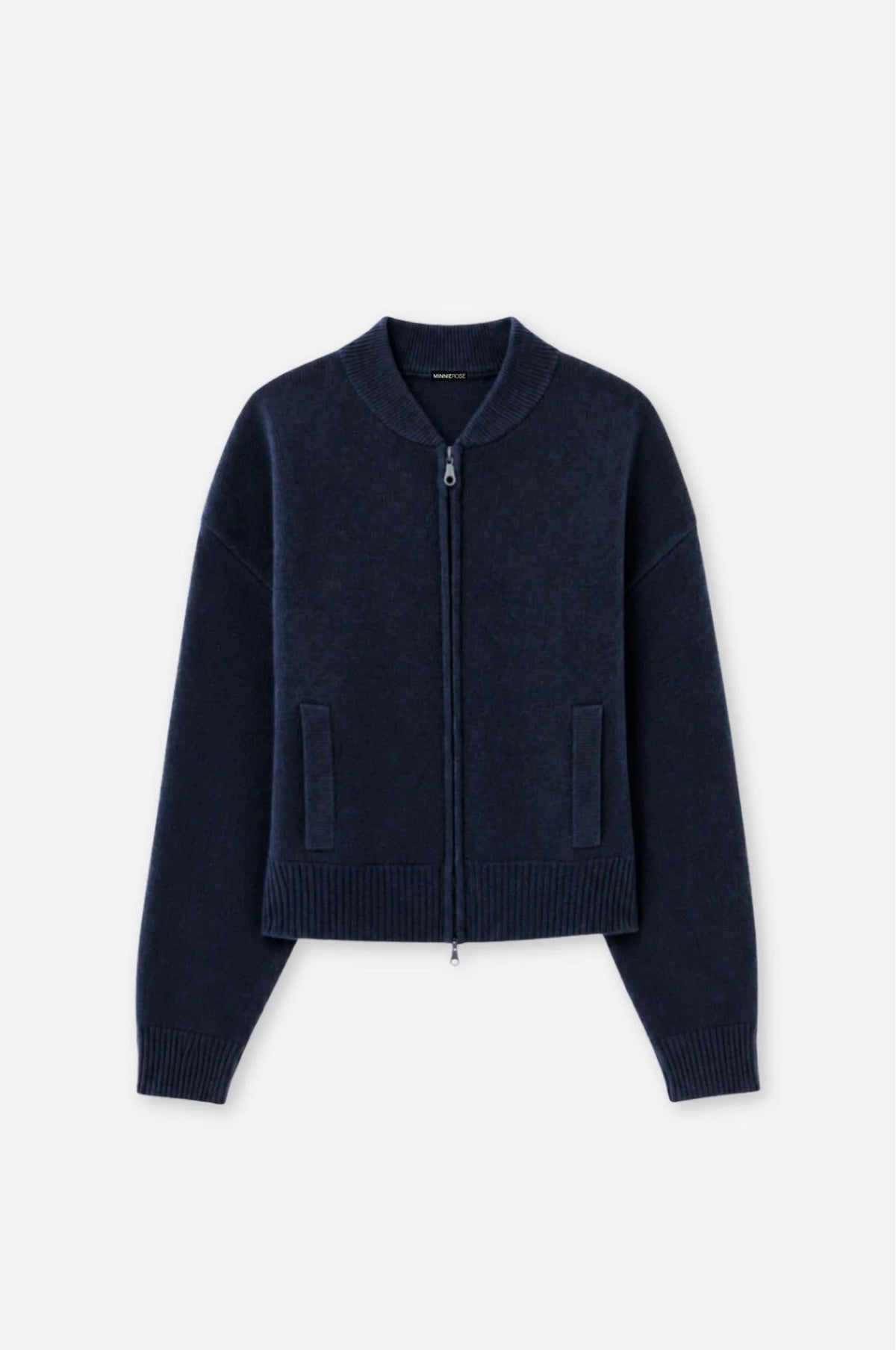 Minnie Rose Cashmere Cropped Bomber - Navy