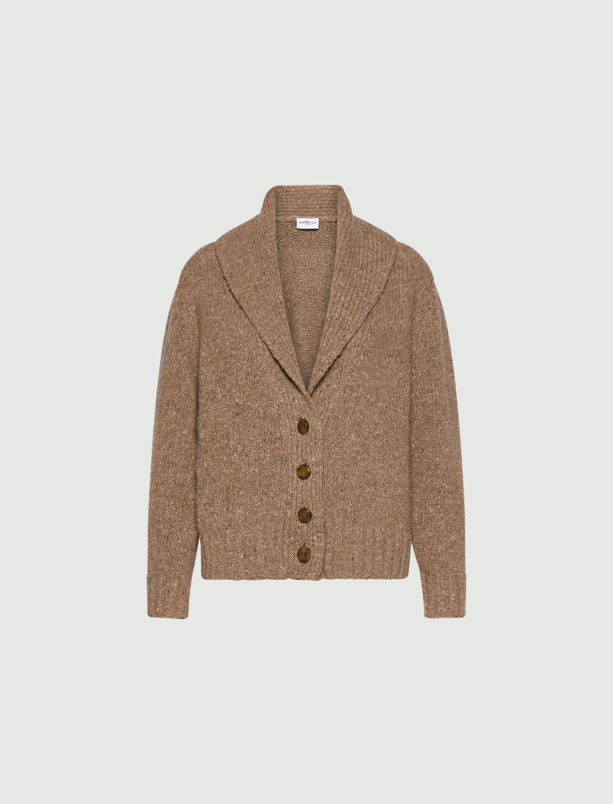 Marella Wool-blend button-front cardigan - HAZELNUT BROWN