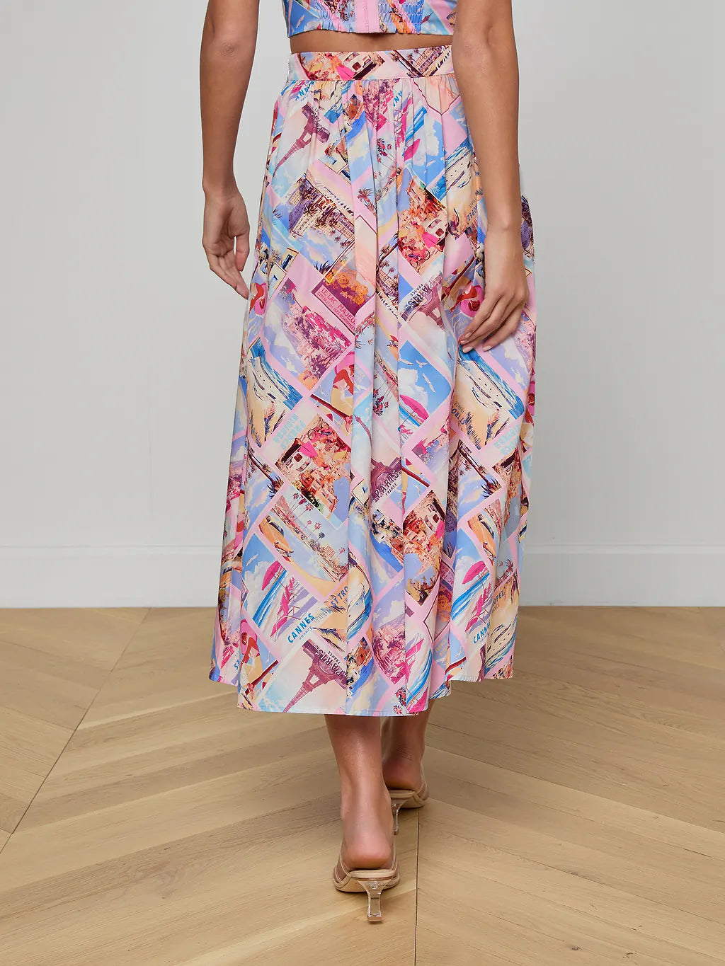 L'Agence Seina Poplin Midi Skirt