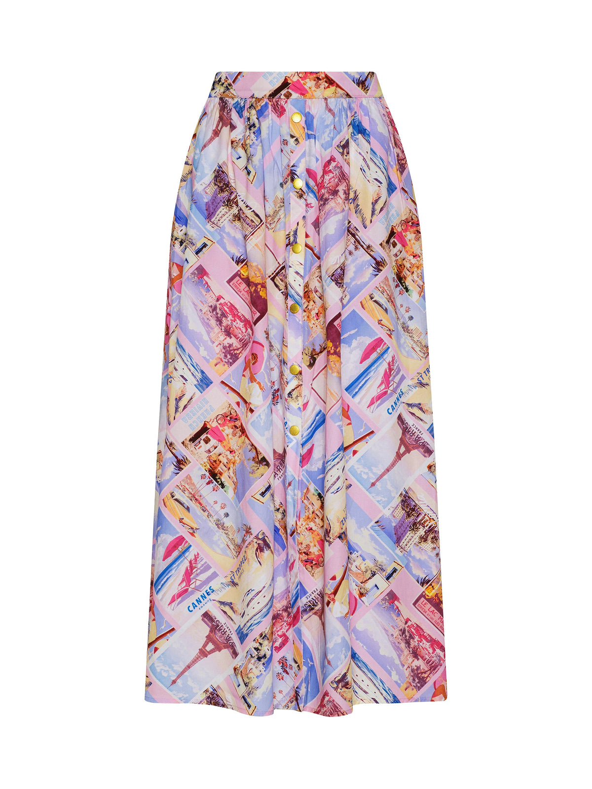 L'Agence Seina Poplin Midi Skirt