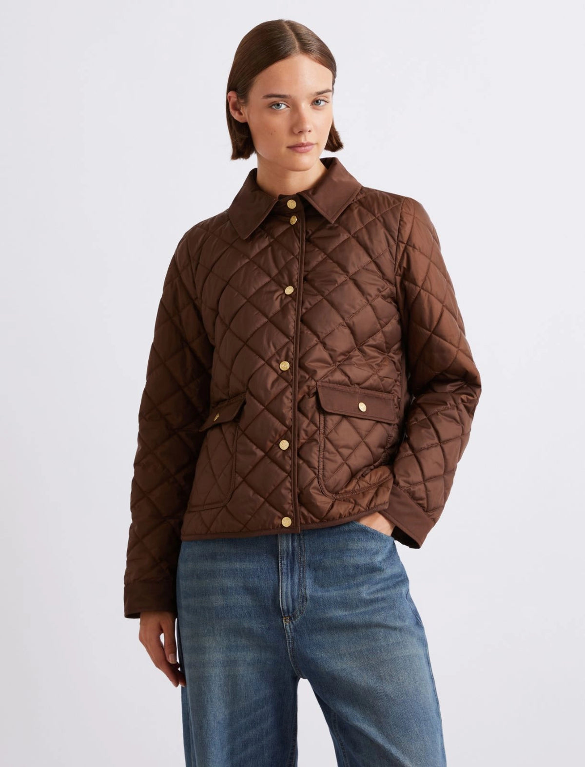 Quilted Shirt-Neck Down Jacket