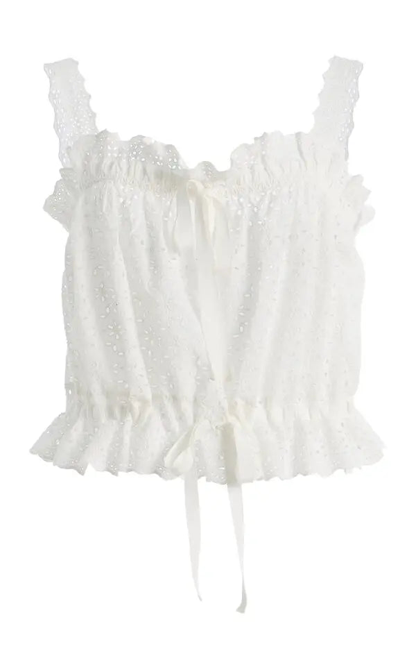 Ulla Johnson Isola Gathered Cotton Top - Pristine