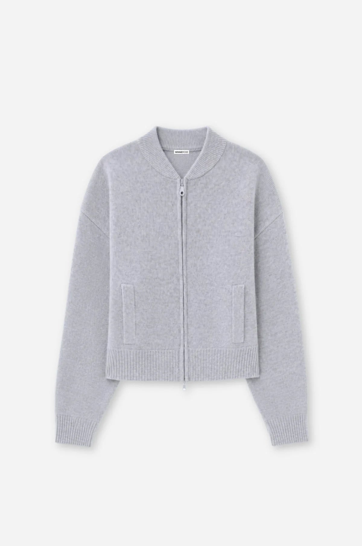 Minnie Rose Cashmere Cropped Bomber - Foxy Silver