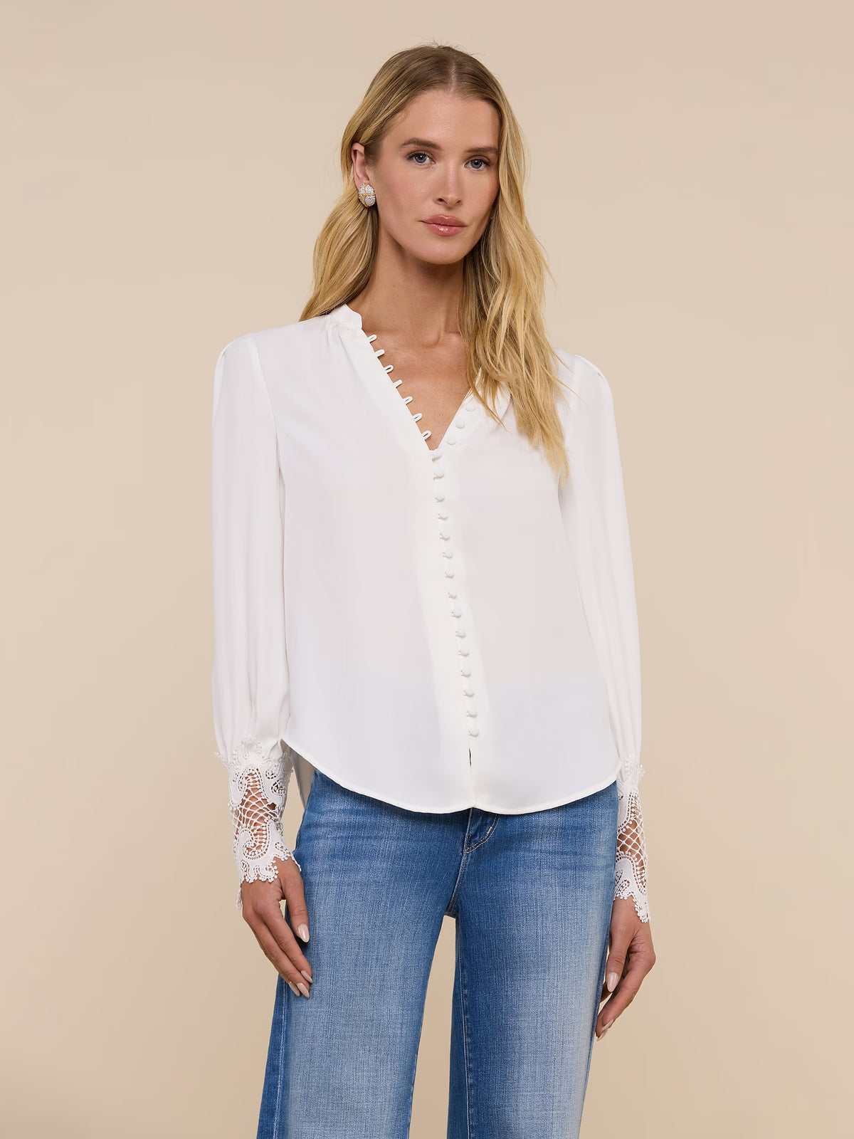L'Agence Ava Lace Blouse - Ivory