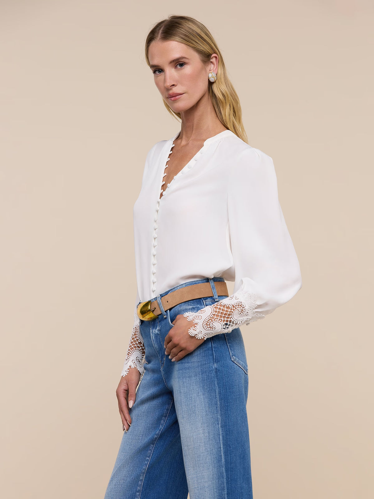 L'Agence Ava Lace Blouse - Ivory