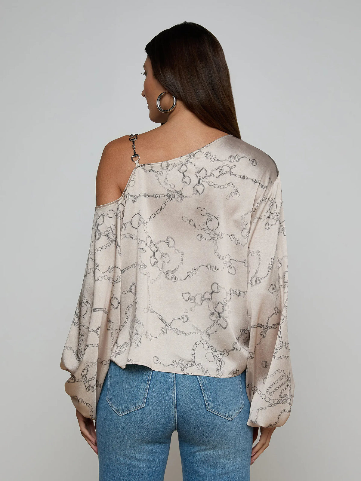 L'Agence Asami Chain One-Shoulder Blouse