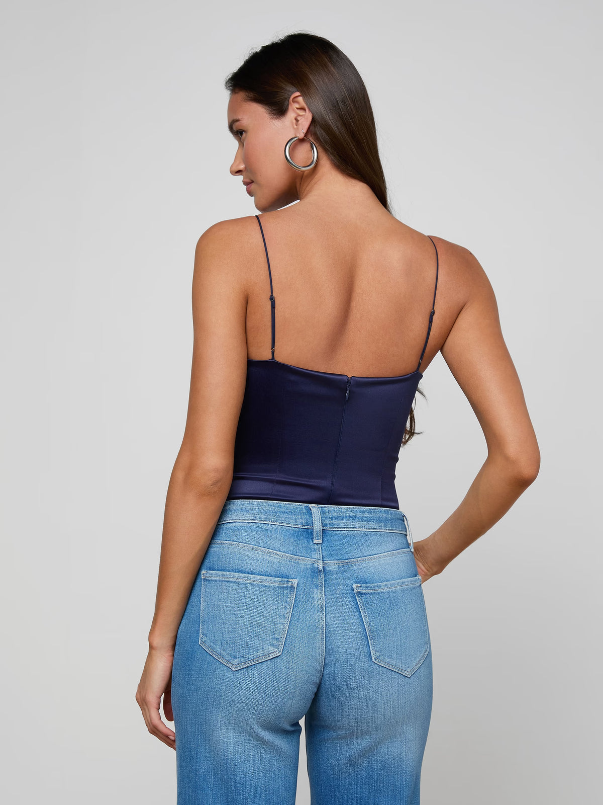 L'Agence Dara Stretch-Satin Bodysuit
