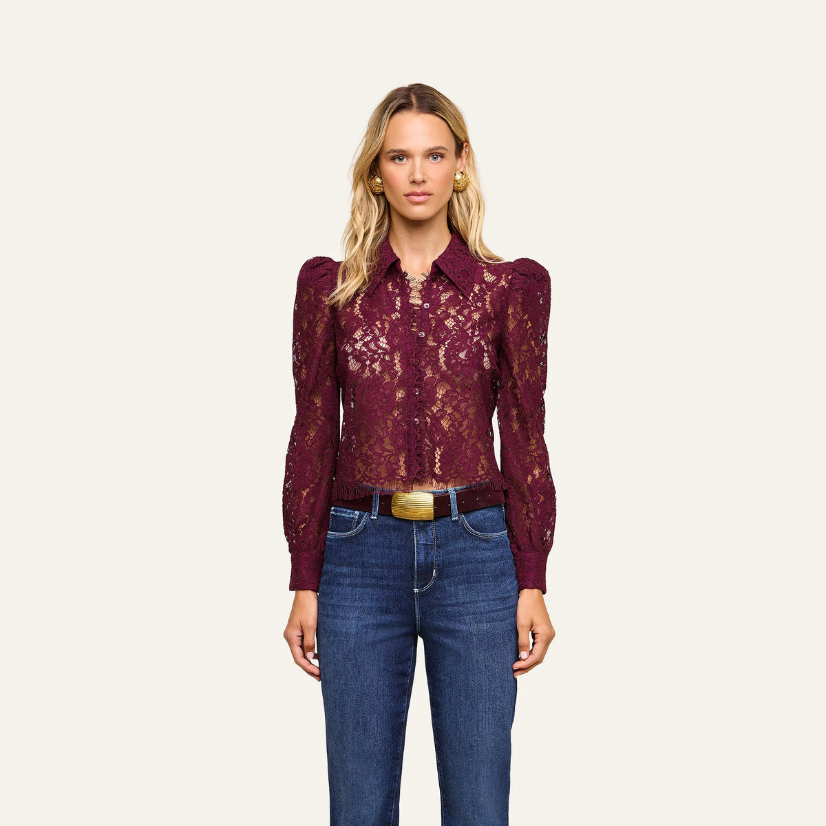 L'Agence Anita Lace Blouse - Deep Sangria
