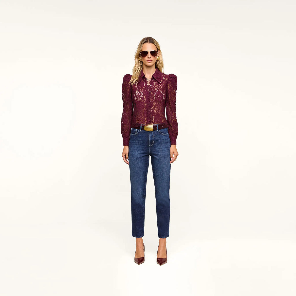 L'Agence Anita Lace Blouse - Deep Sangria